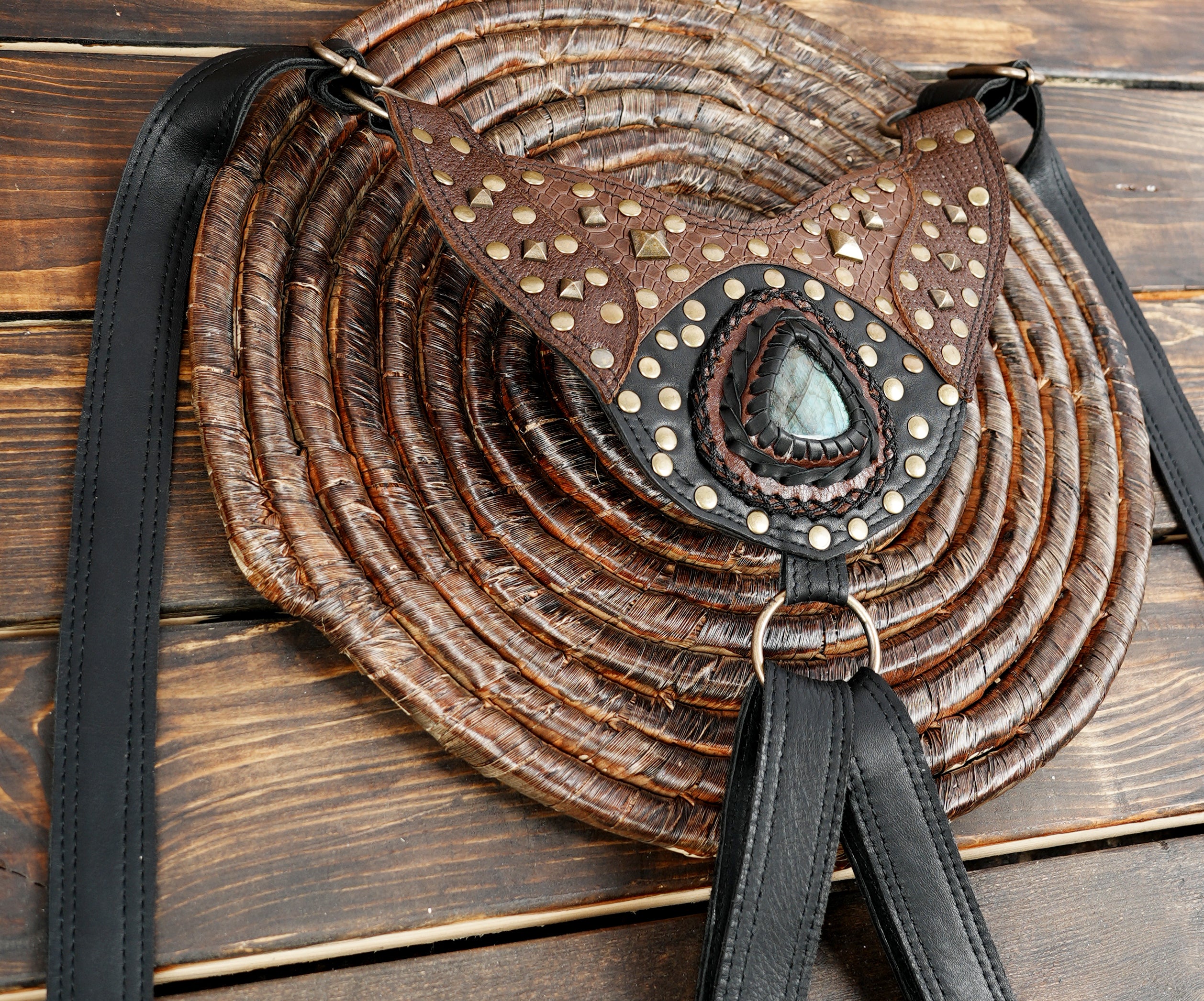 Festival style leather holster bag with utility pockets