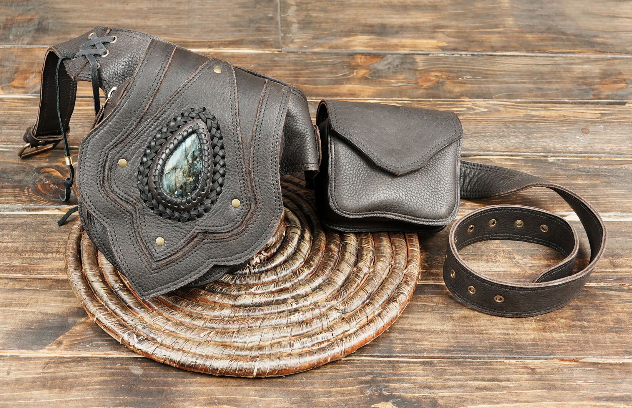 Handmade Leather Waist Bag with Adjustable Belt, Festival Utility Bag and Fanny Pack, Leather Hip Bag, Utility Belt Pouch for mens