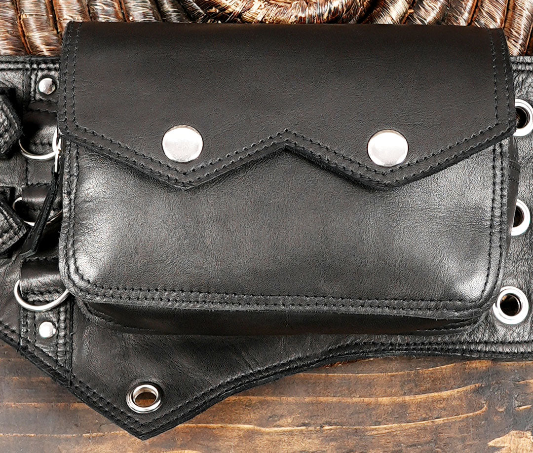  Leather Steampunk Belt Bag Side Hip Bag With Buckles