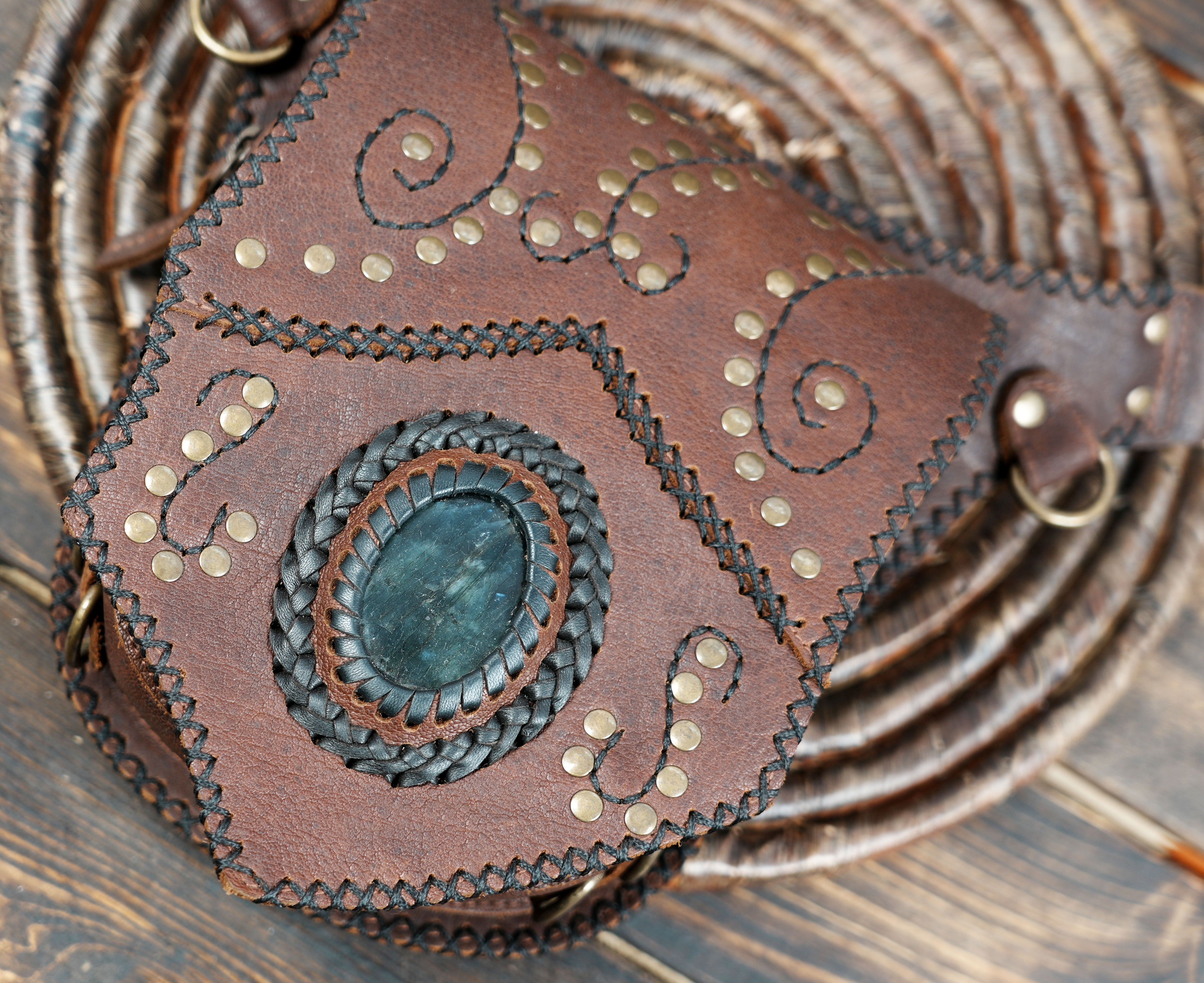 Premium leather waist belt with ethnic handcrafted design