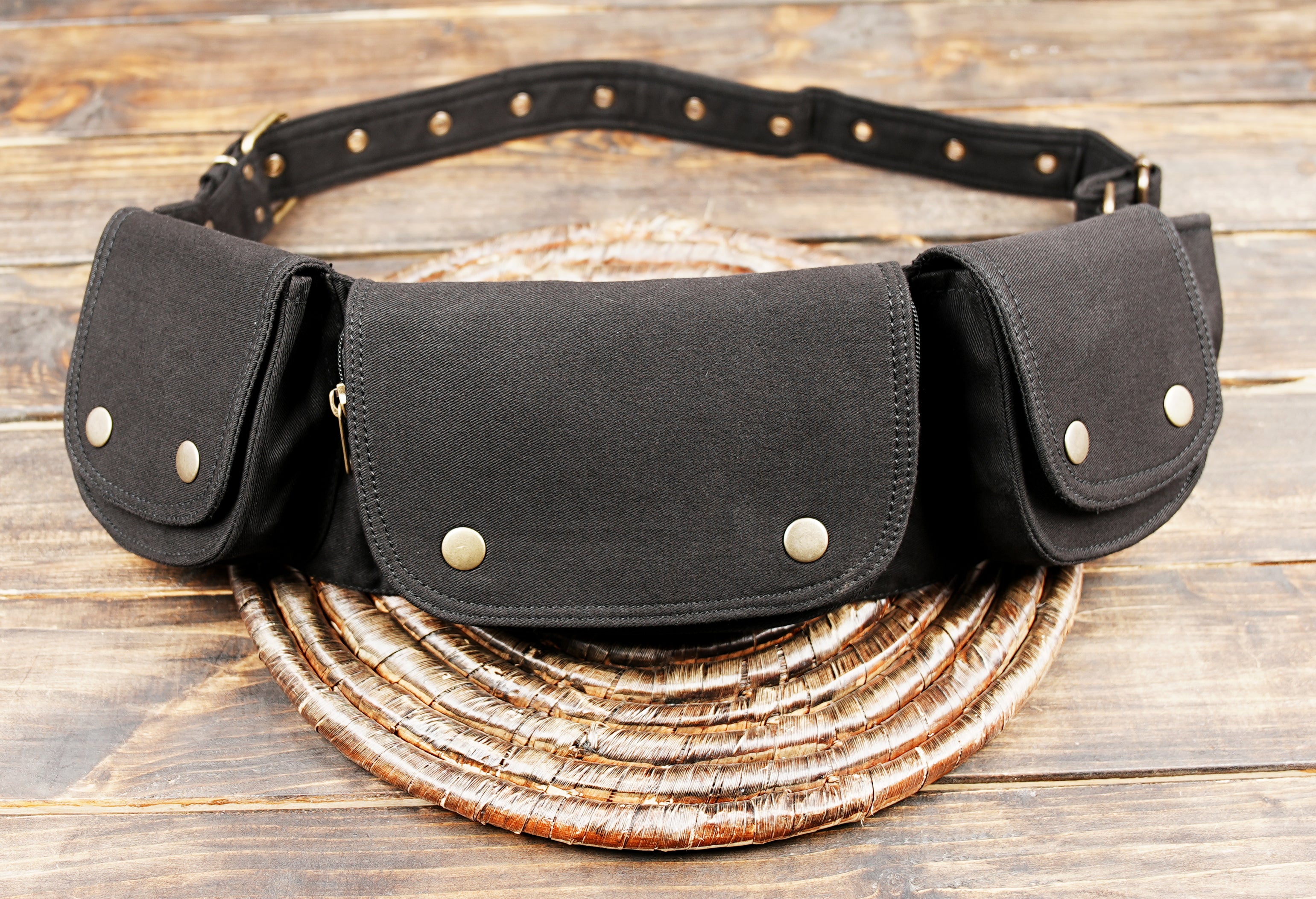 Cotton Utility Waist Pack with Secure Snap Pockets