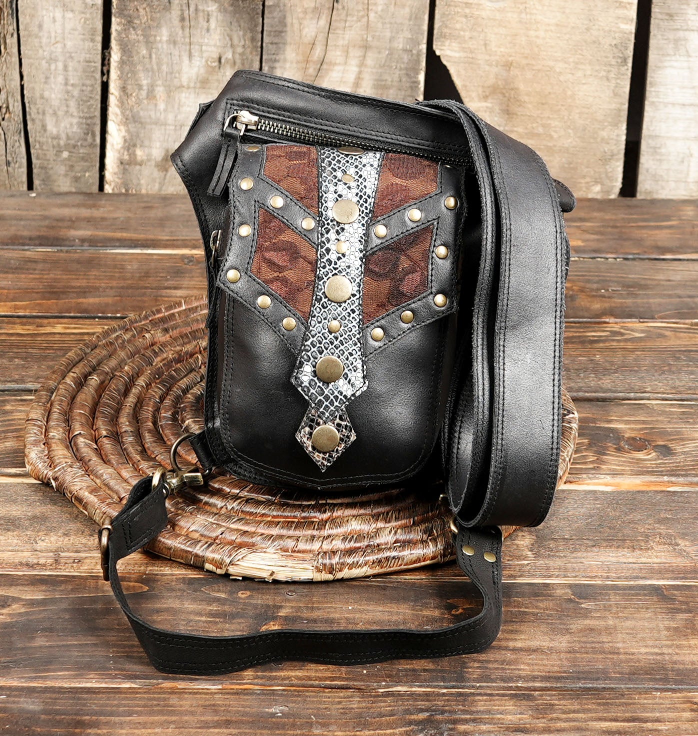 Handmade Leather Waist Thigh Belt with Studded Panel || Steampunk Leather Waist Thigh Belt (LT-AB-WBTS-6023)