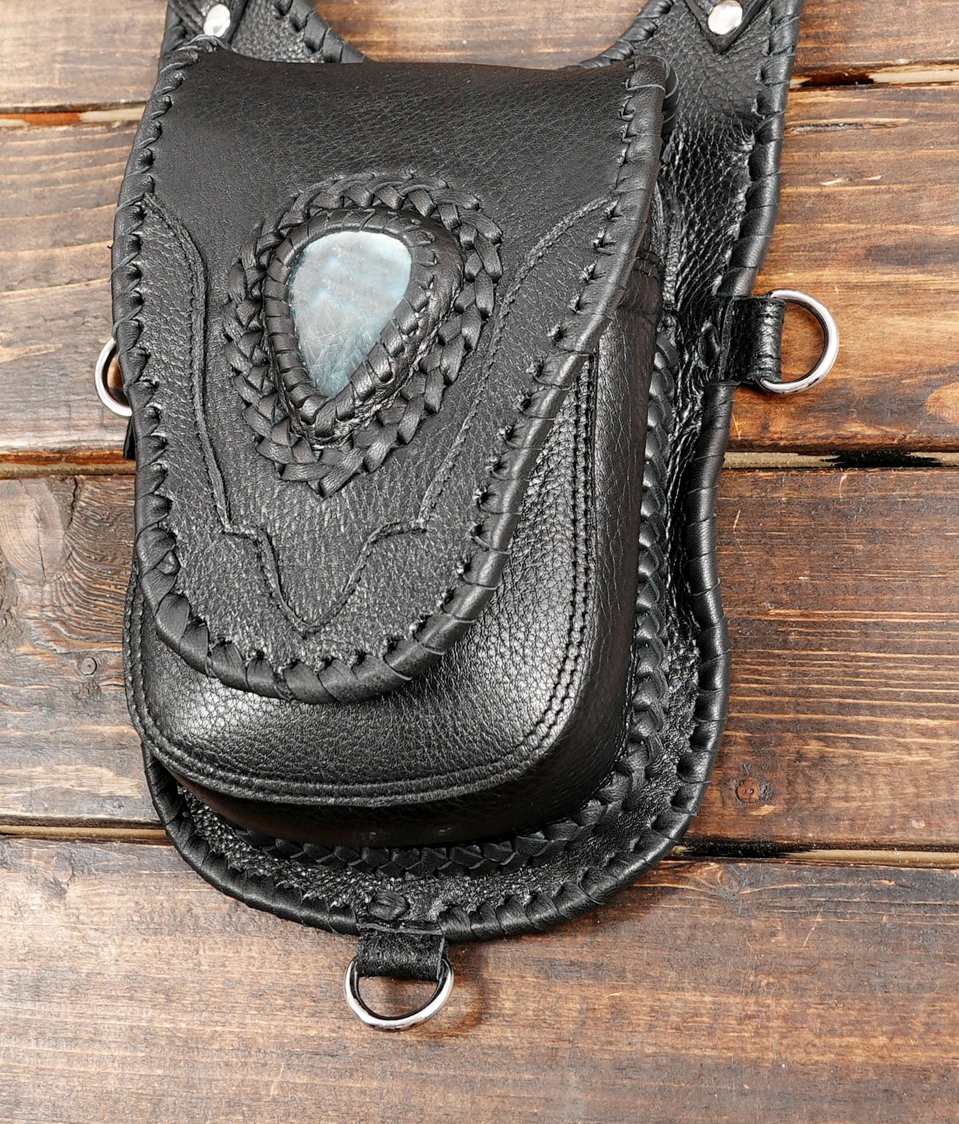 leather holster with laborite gems stone