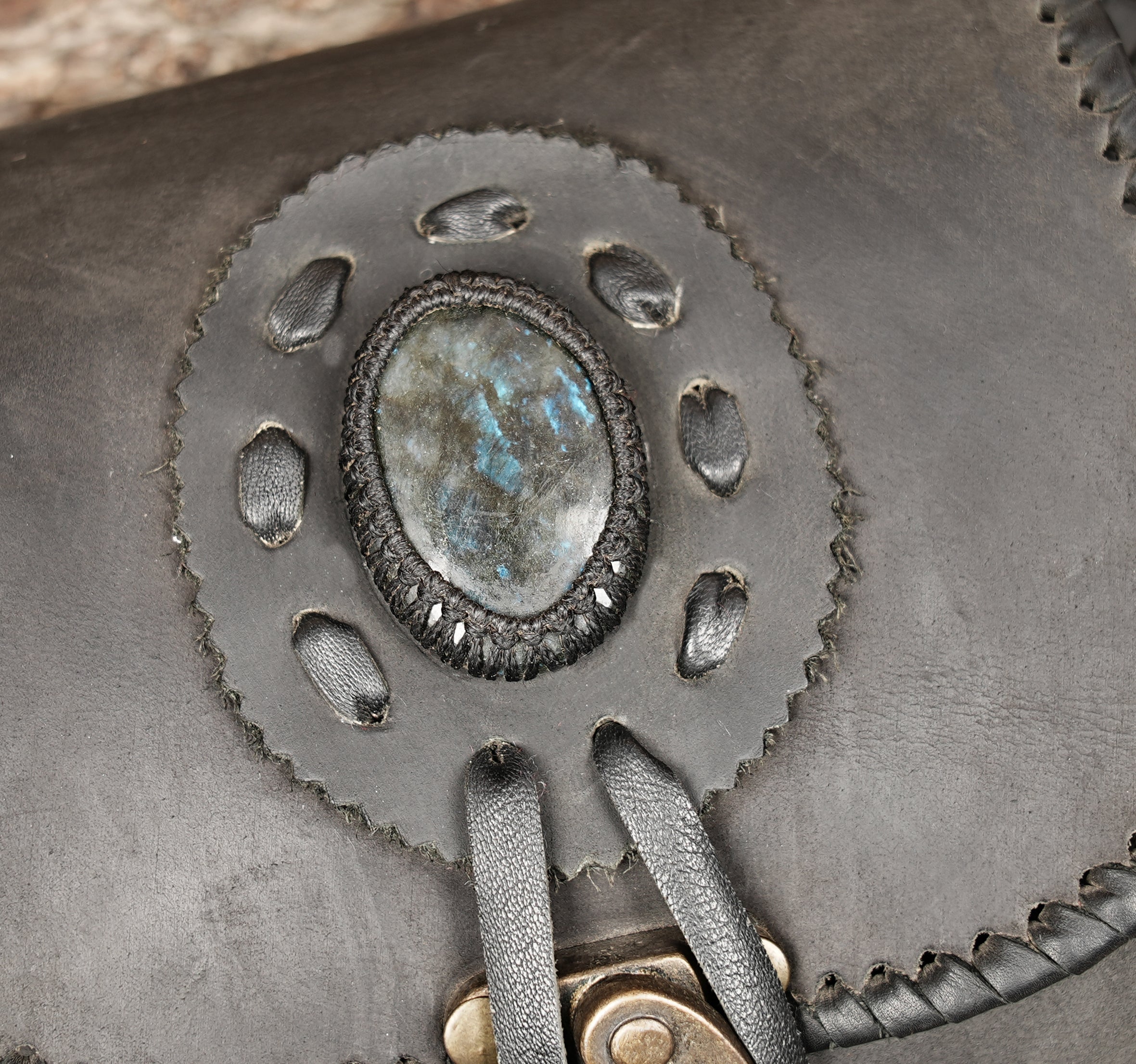 Handmade leather waist pack with secure clasp closure