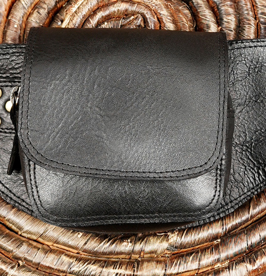 Buy Handmade Leather Belt Bag: Gemstone Accent, Festival Fanny Pack