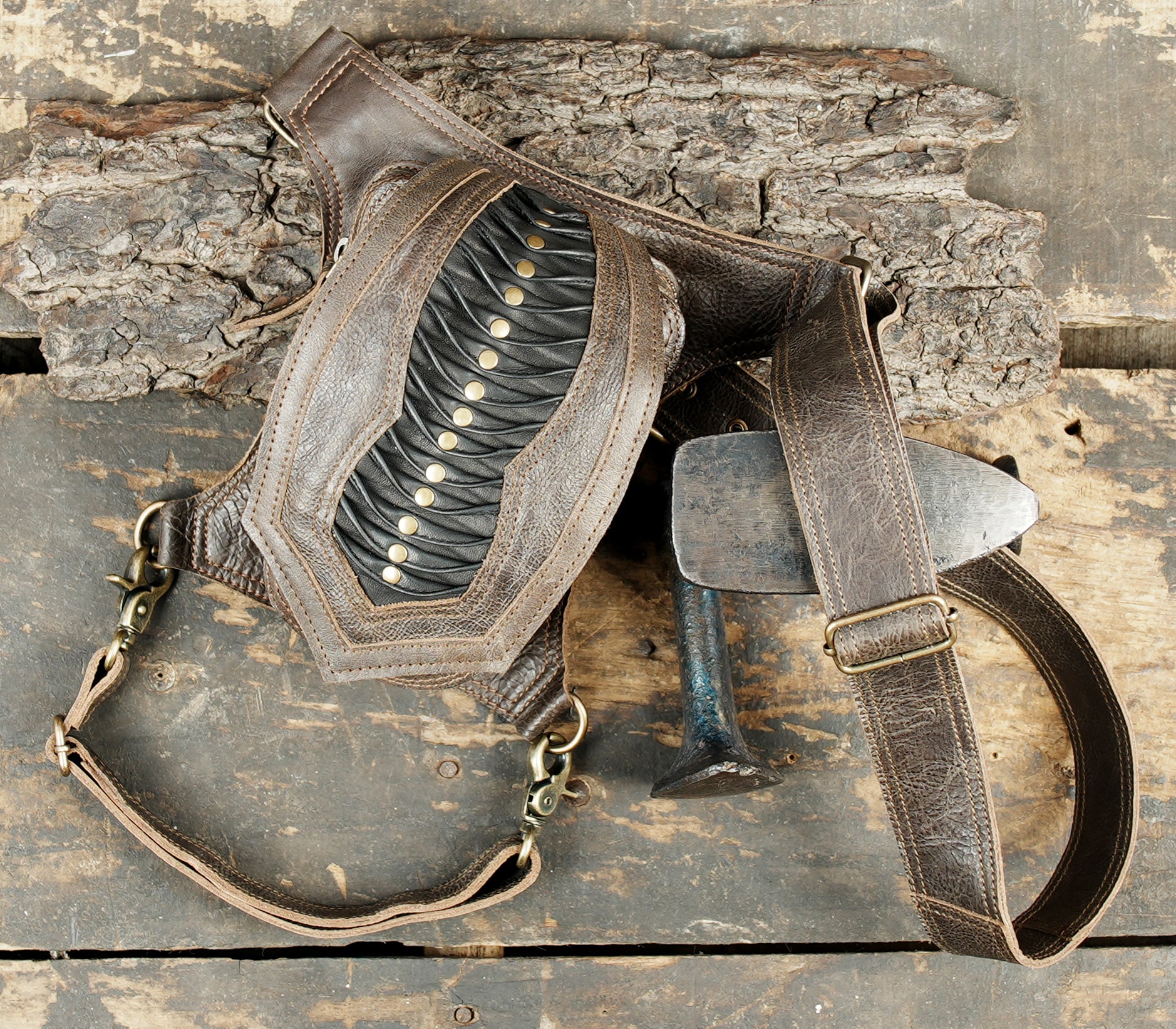 Premium full-grain leather waist thigh belt handmade