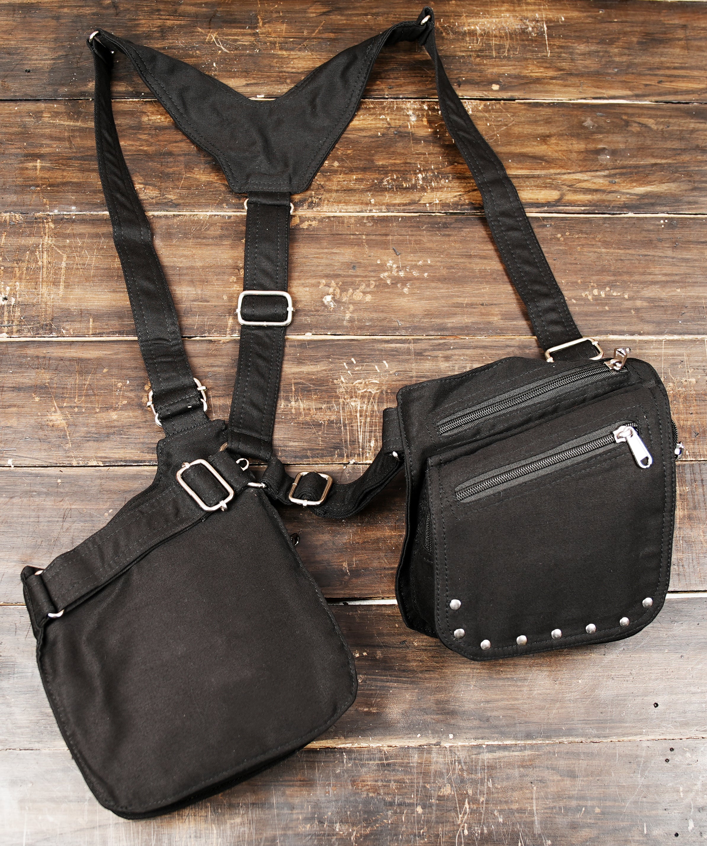 Alternative fashion multi-pocket chest rig for street style and outdoor wear