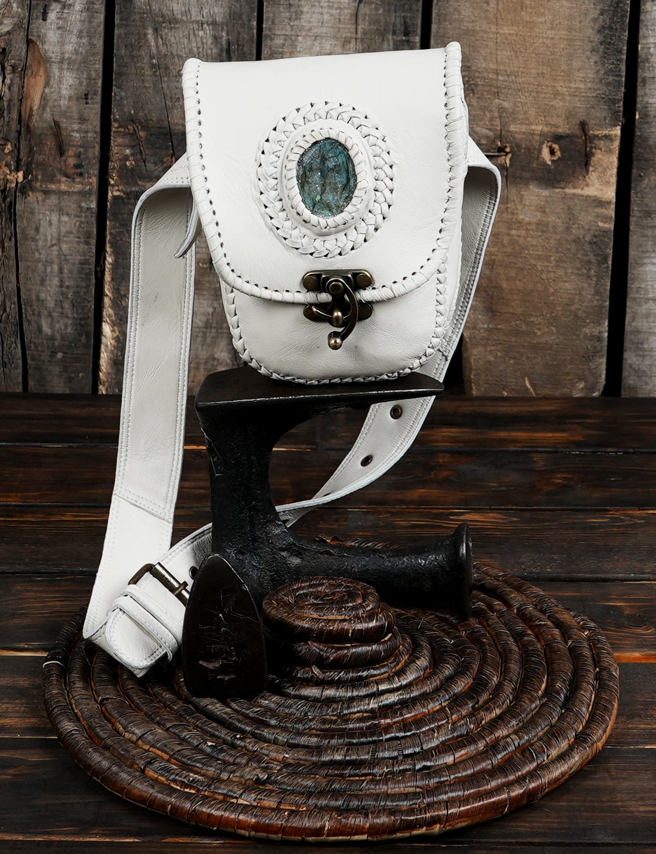 Buy Handmade Leather Gemstone Belt Bag: Festival Hip Pack Online in usa 