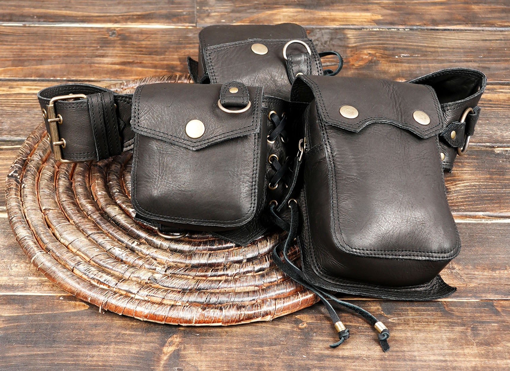 Unisex handcrafted leather waist pouch for festival wear