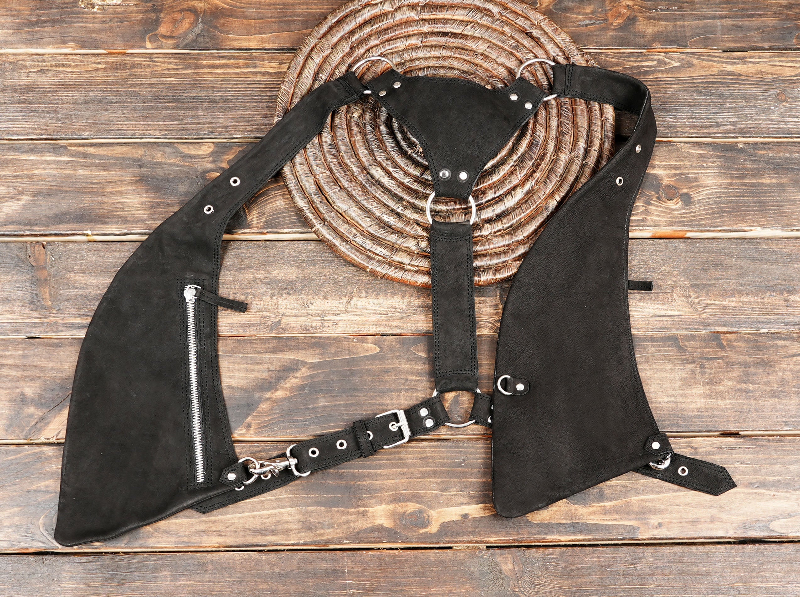 Black Leather Shoulder Holster Belt Handmade (LT-NS-HLS-6030)