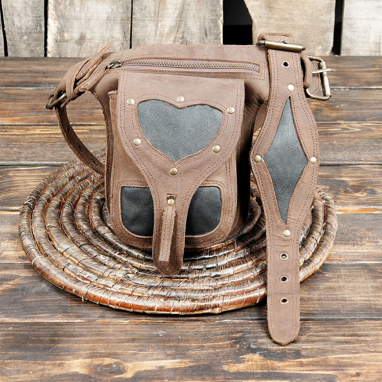 100% handmade from genuine brown & black leather