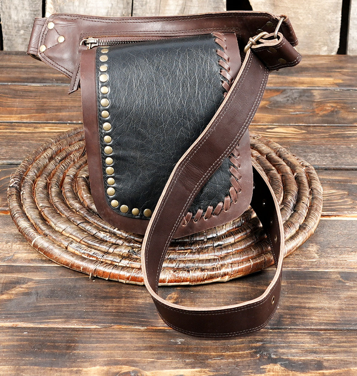 Handmade Leather Festival Belt Bag: Bohemian Hip Pack
