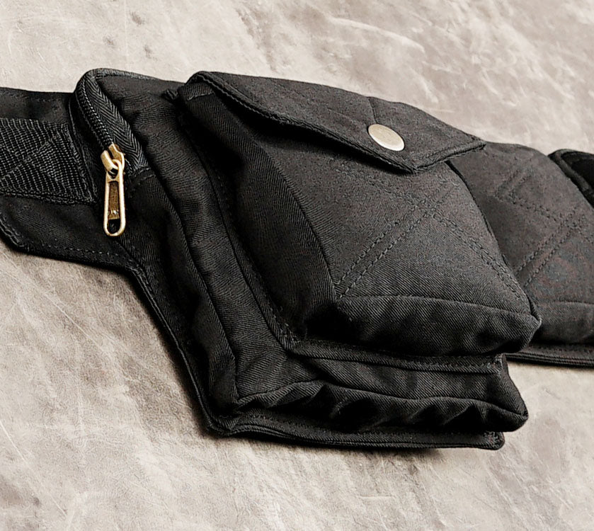 Black cotton fanny pack belt with adjustable strap