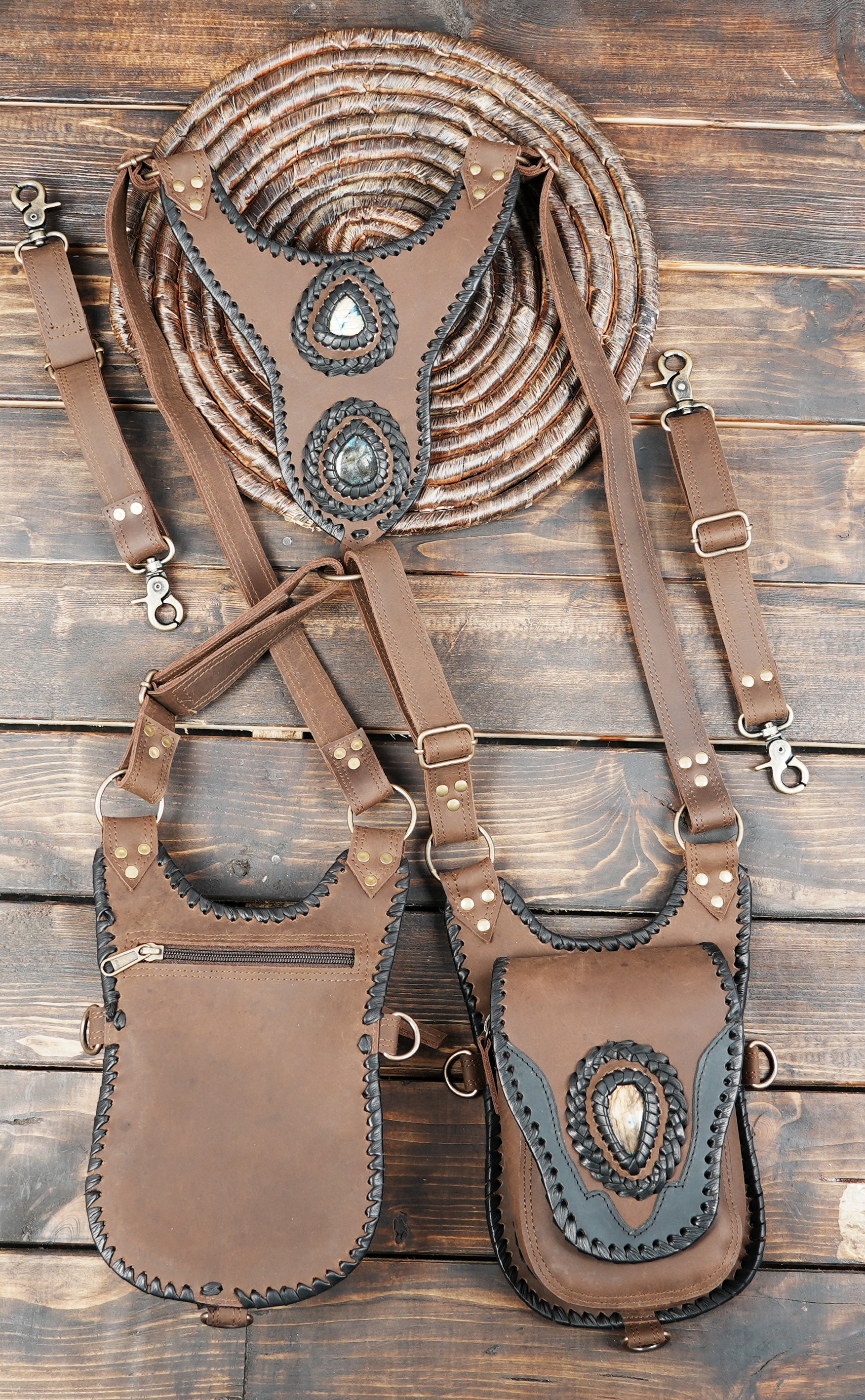 Unisex leather chest holster for festivals and travel