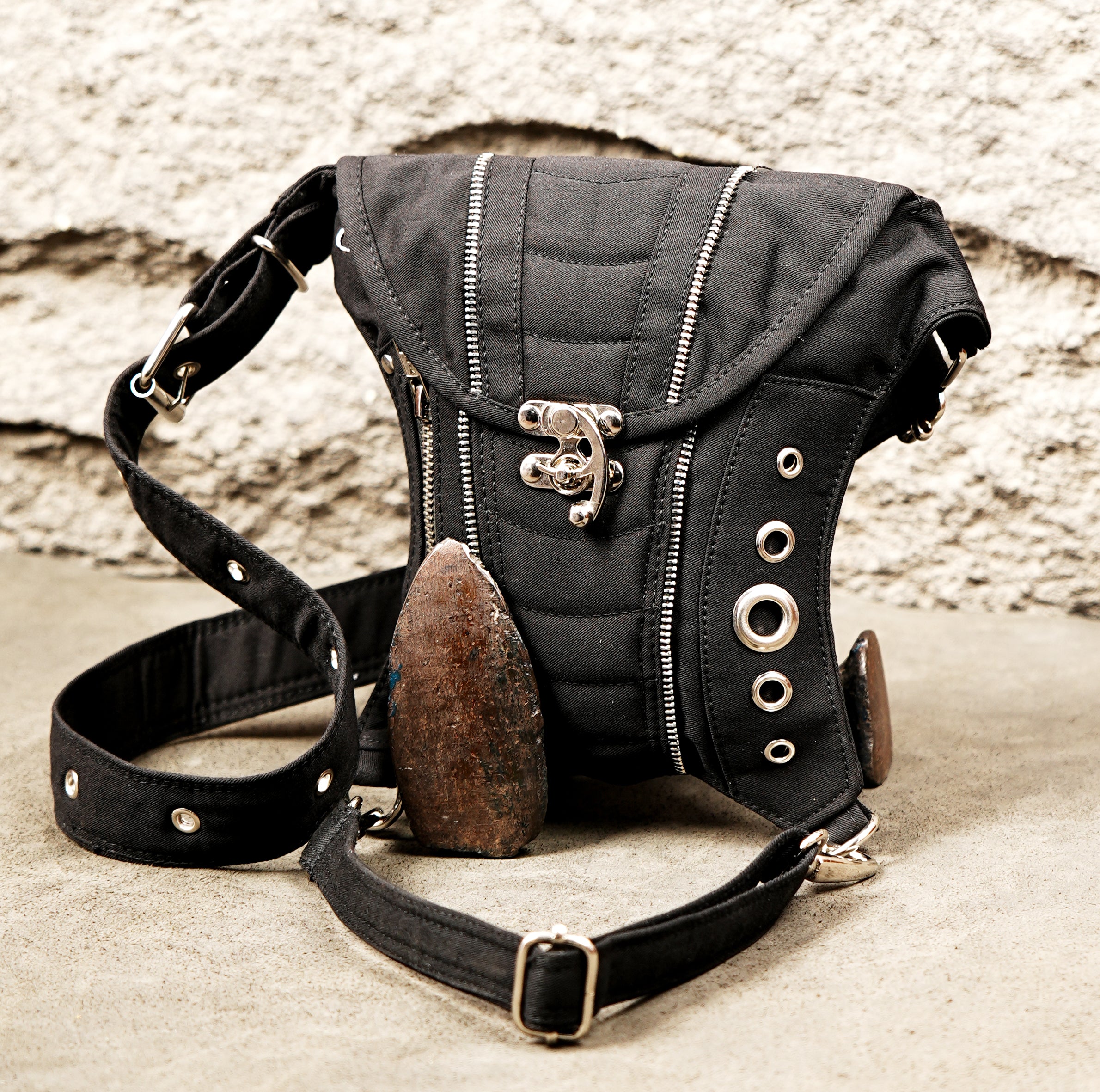 Festival-ready cotton waist pack with adjustable thigh strap
