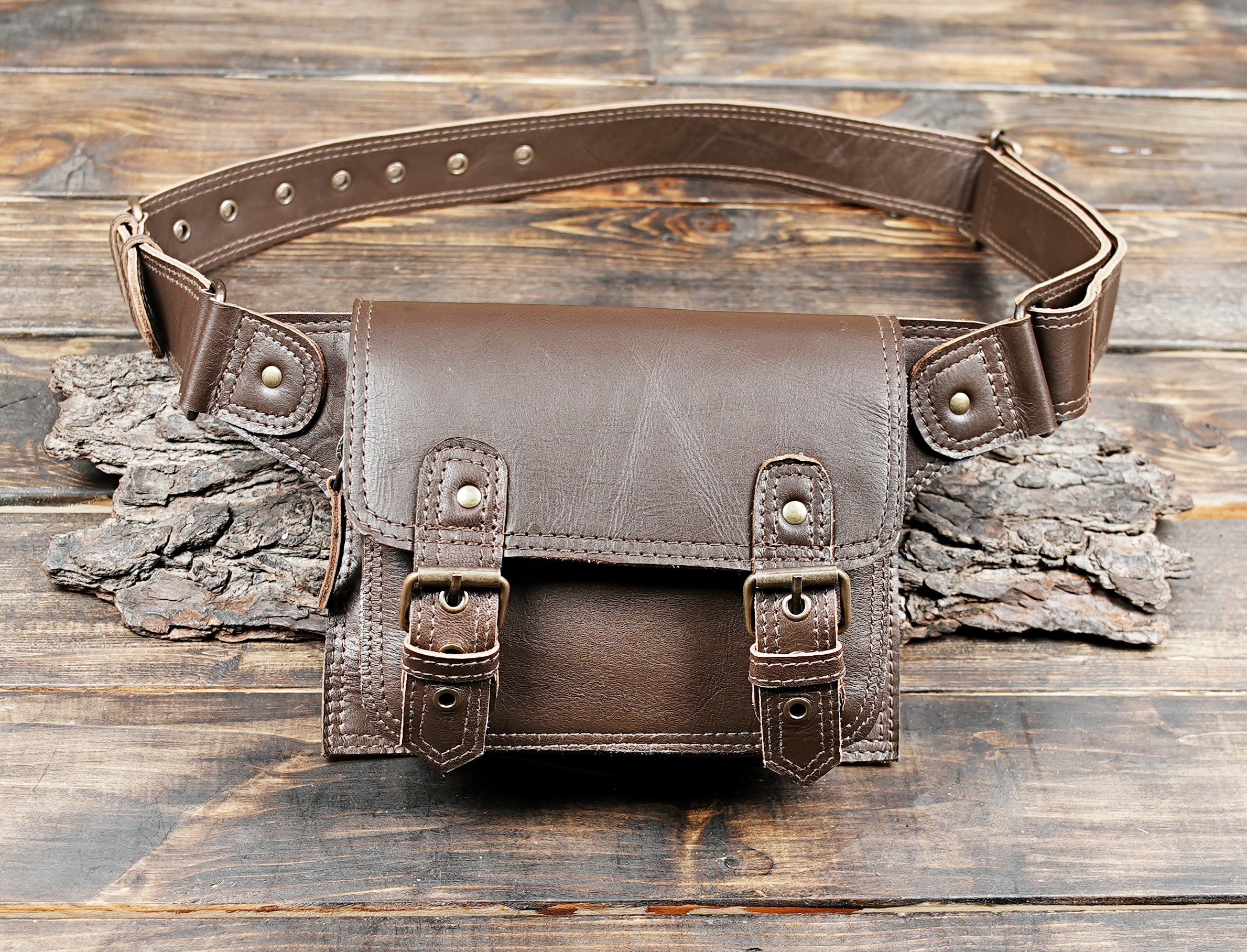 Durable leather waist pack for travel and festivals