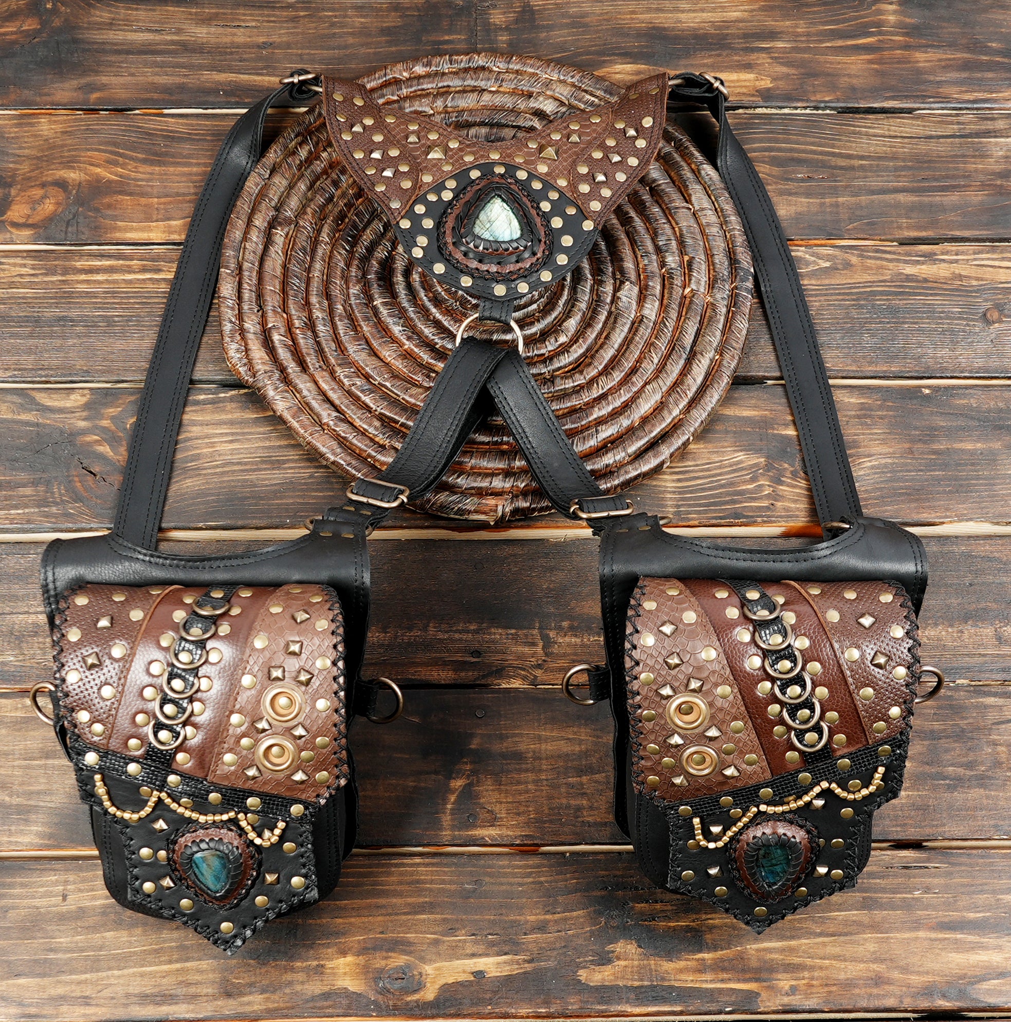 Adjustable leather chest harness with stylish detailing