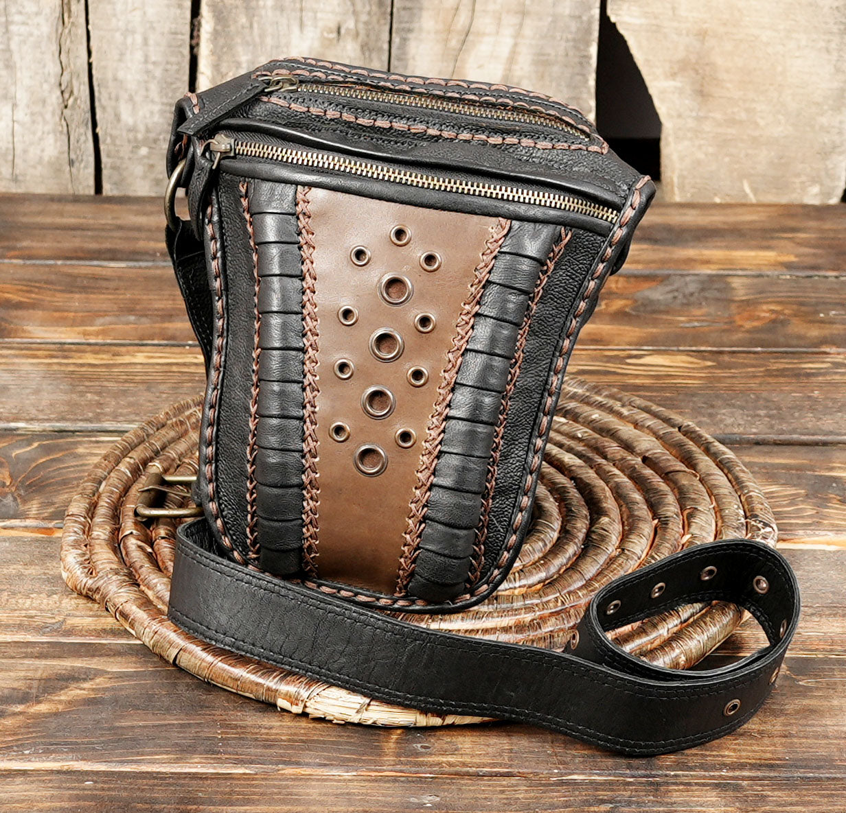 Steampunk Leather Waist Belt – Handmade Utility Festival Bag