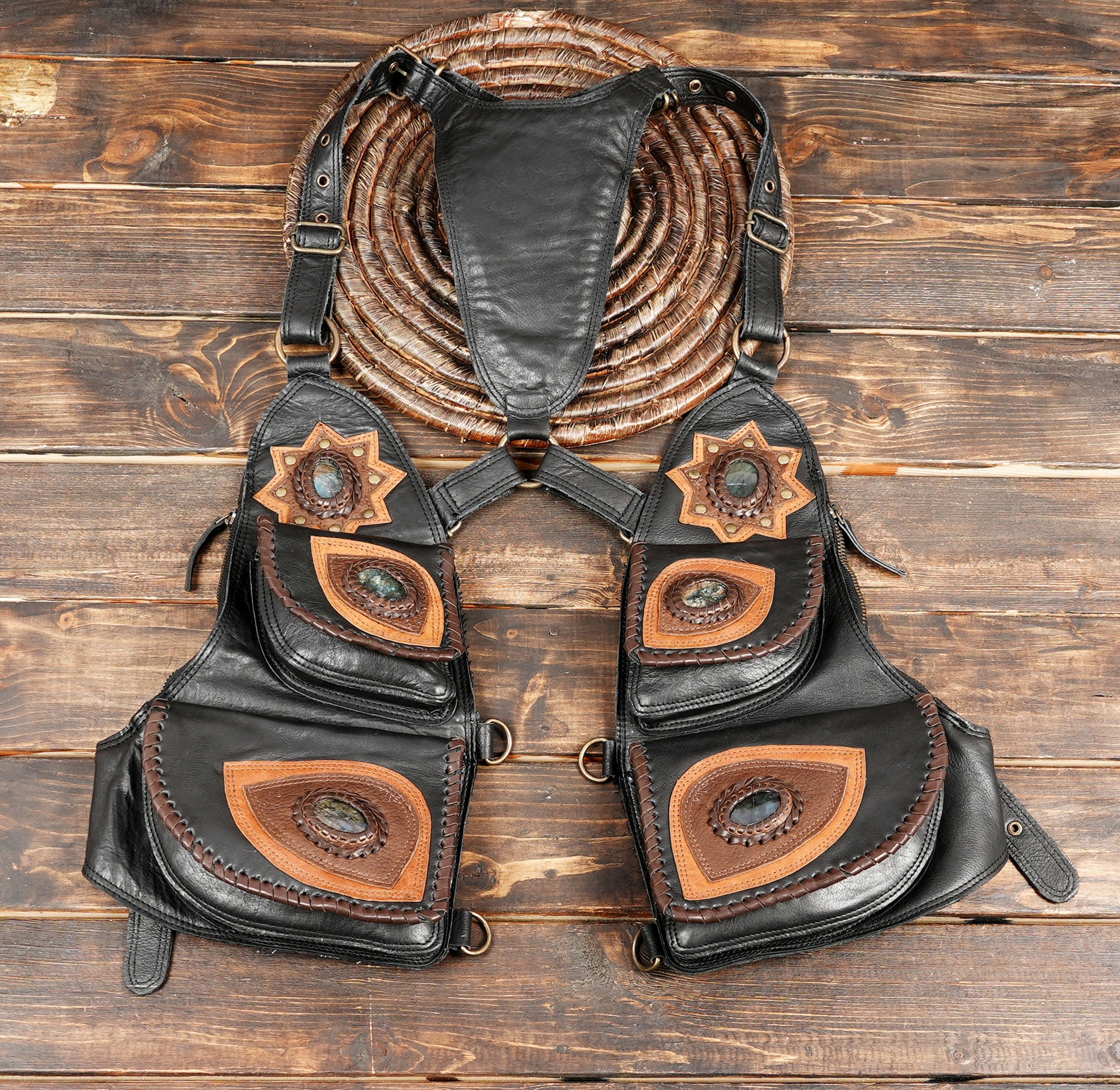 Handmade from genuine black & brown leather with fine craftsmanship