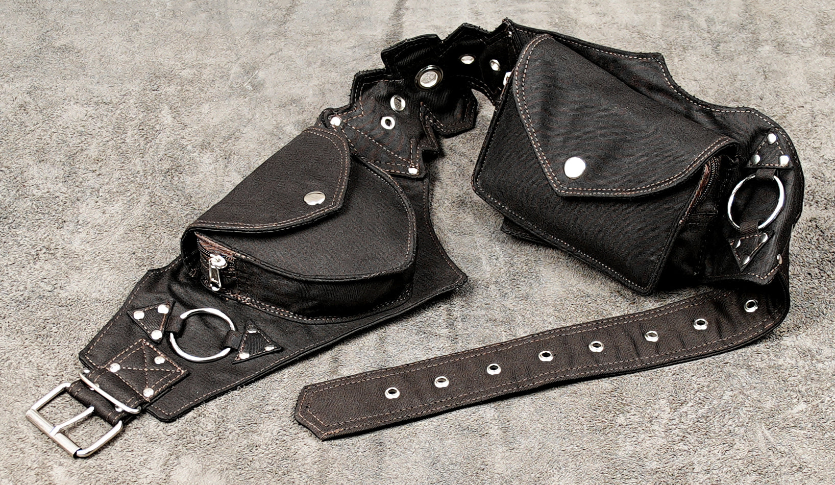 Black cotton belt bag for travel and outdoor use