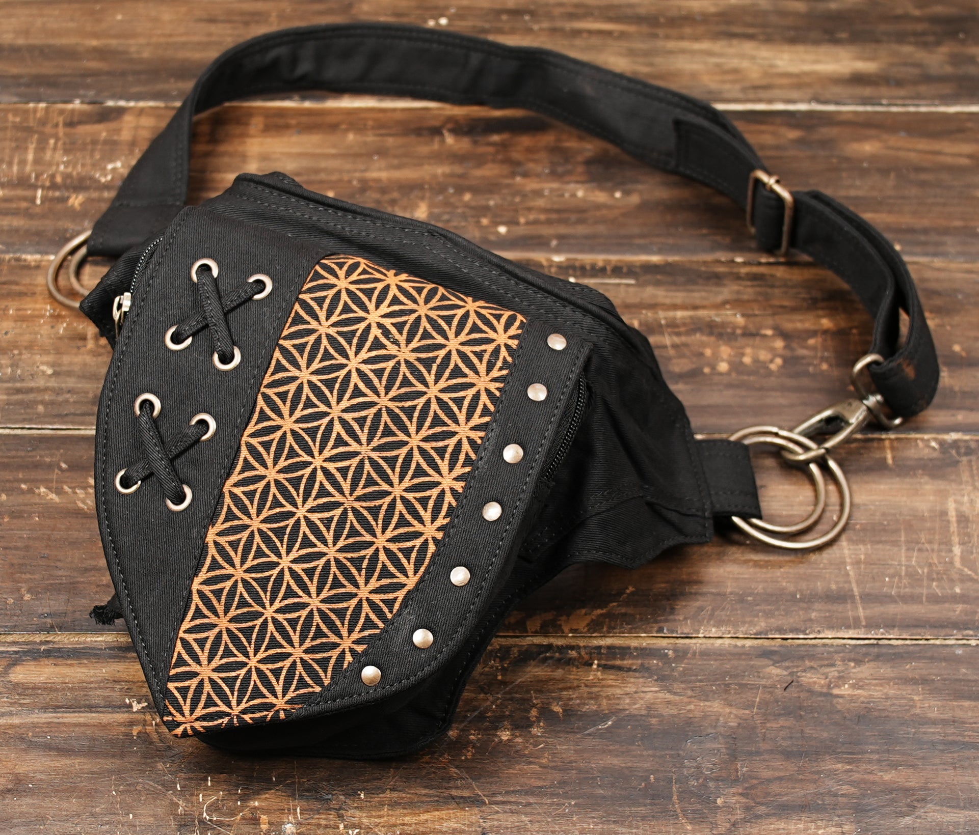 Festival Belt Bag with Cotton Construction and Adjustable Waist Strap