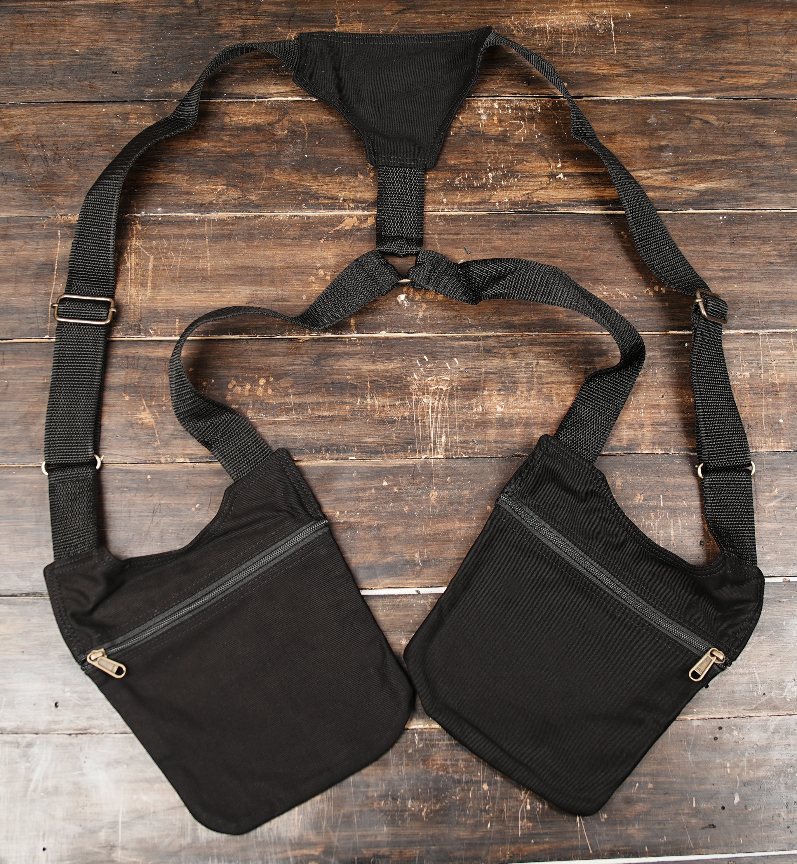 Cotton chest harness pouch for hands free everyday carry