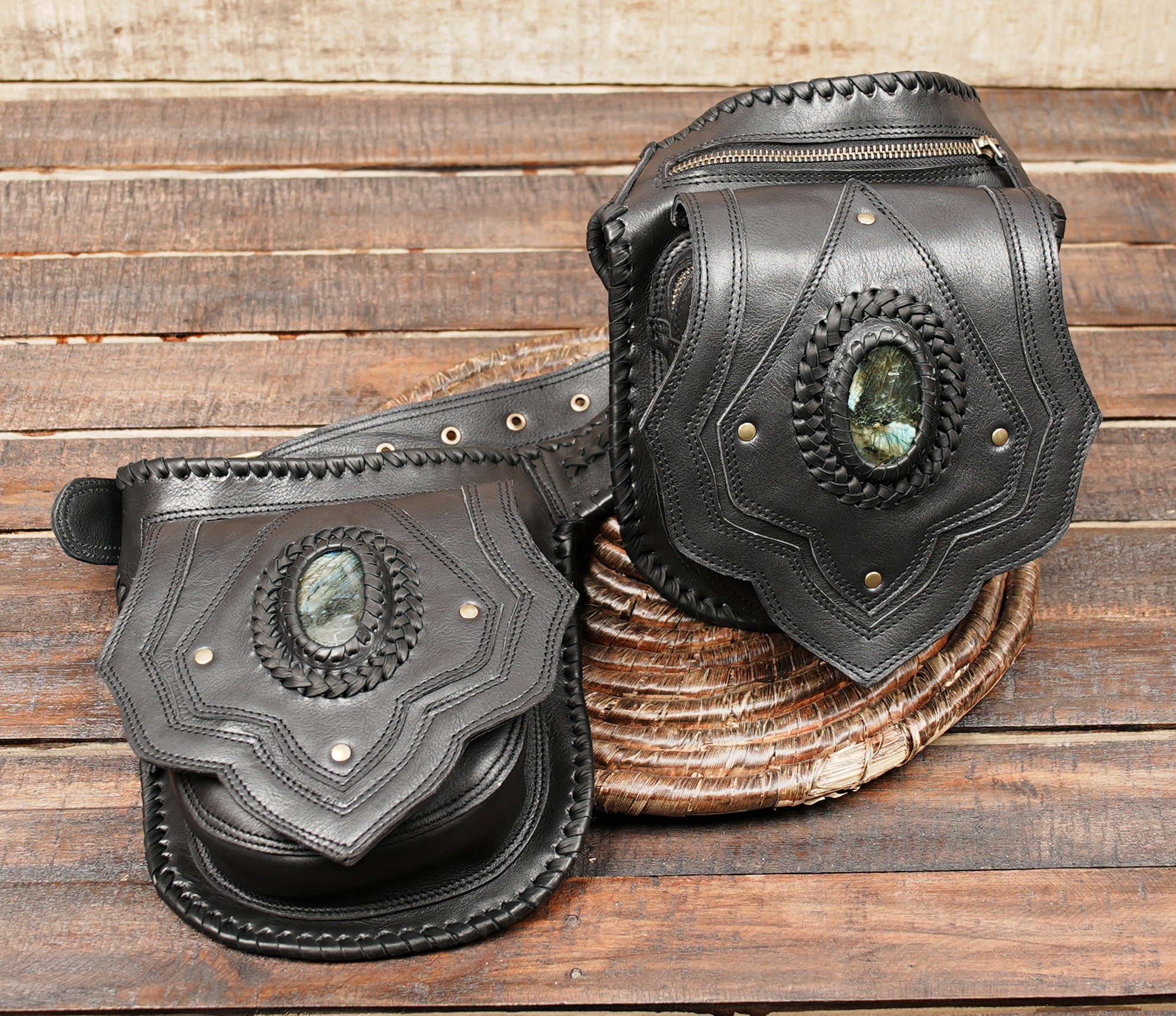 Premium Brown Leather Waist Belt with Lace-Up Design || Handmade Leather Waist Belt with Dual Utility Pouches  (LT-AB-WB-6205)