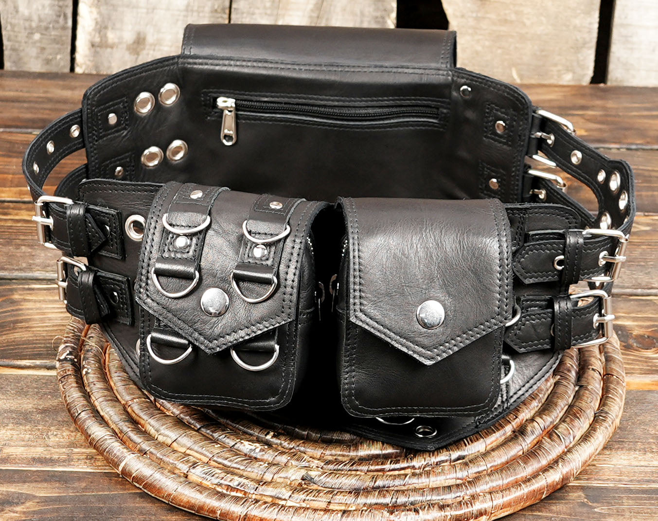 Festival leather fanny pack for men and women