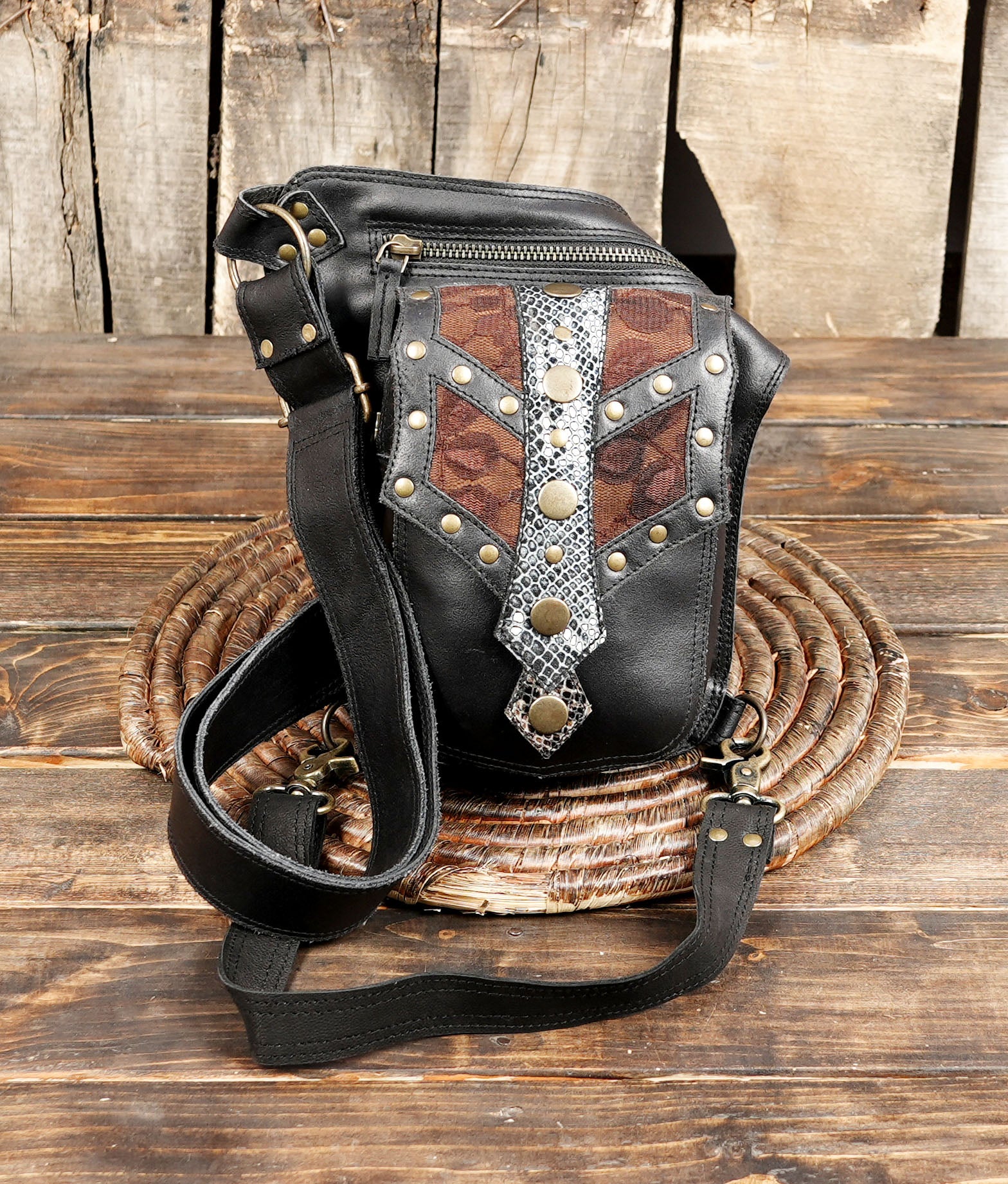 Handmade Leather Waist Thigh Belt with Studded Panel || Steampunk Leather Waist Thigh Belt (LT-AB-WBTS-6023)