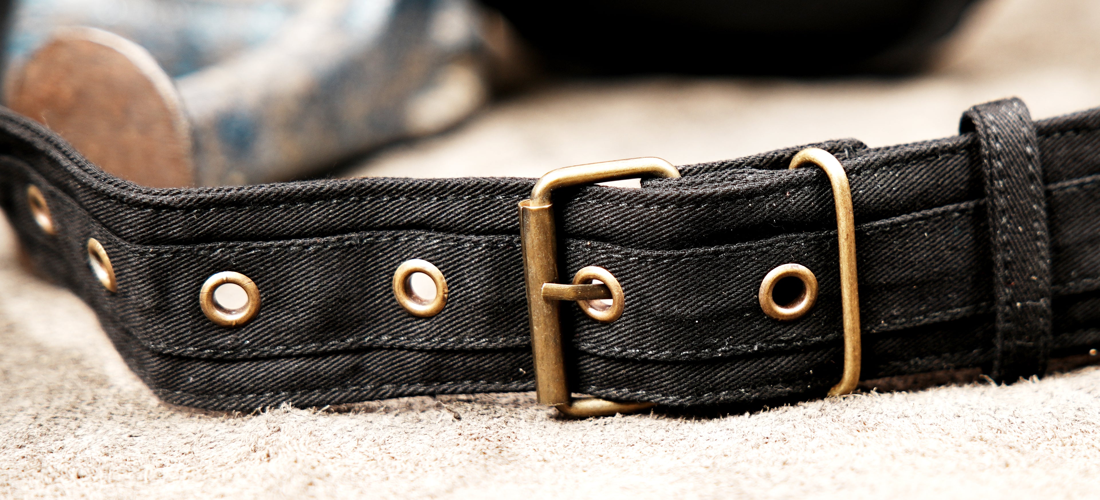 Boho Gypsy Hip Belt - Black Cotton Festival Bag with Rivets