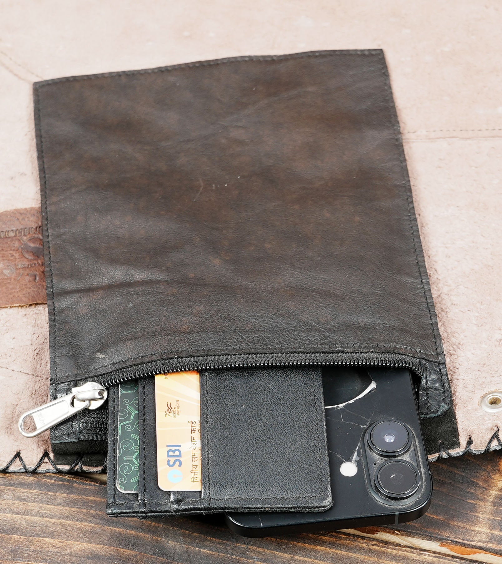 Bohemian patchwork leather skirt belt with artistic cut edges