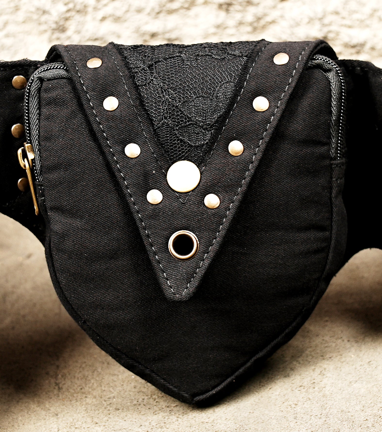 Alternative fashion cotton belt bag with side pouches