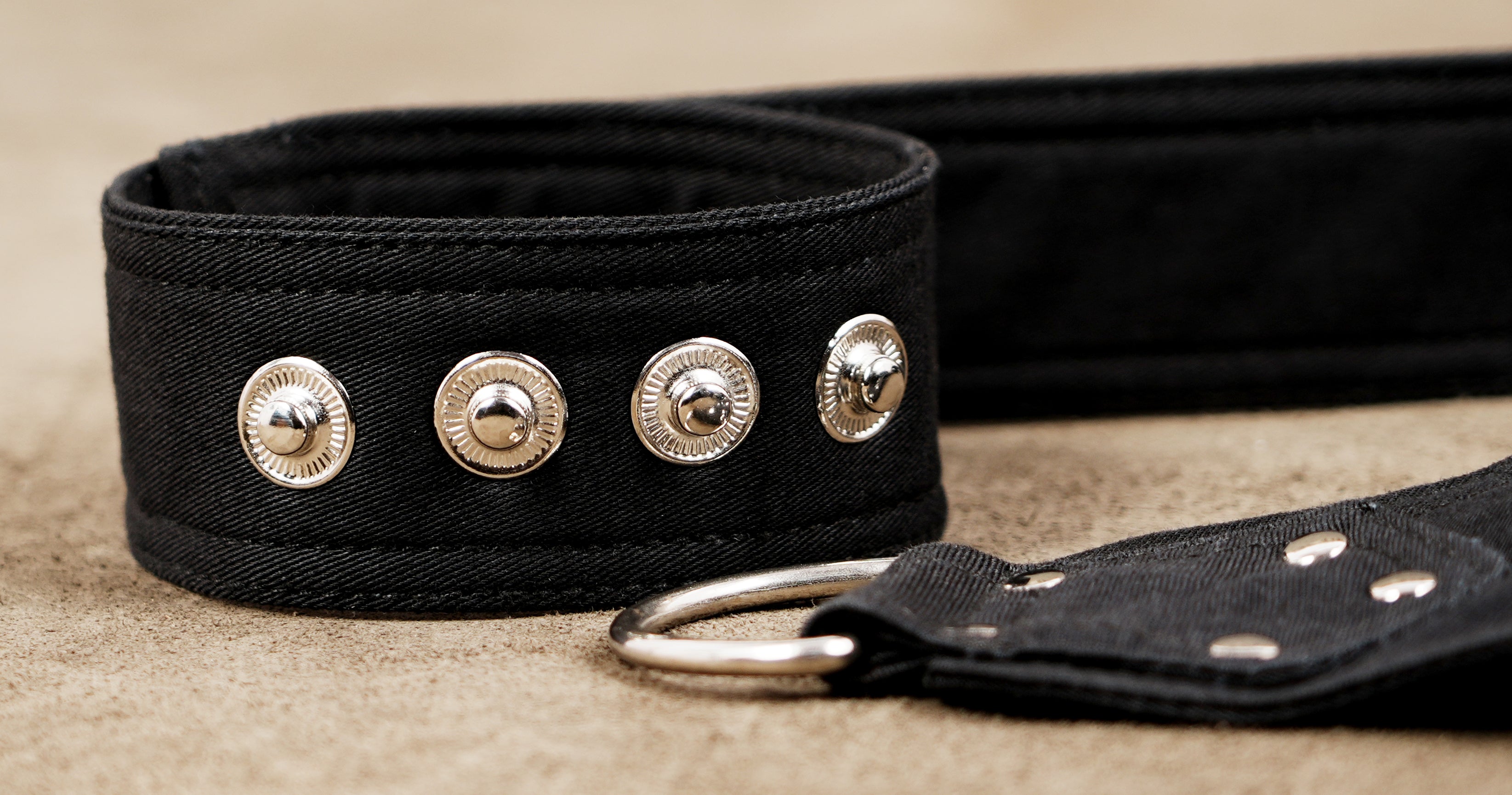 Black cotton drop leg pouch with multiple zipper pockets