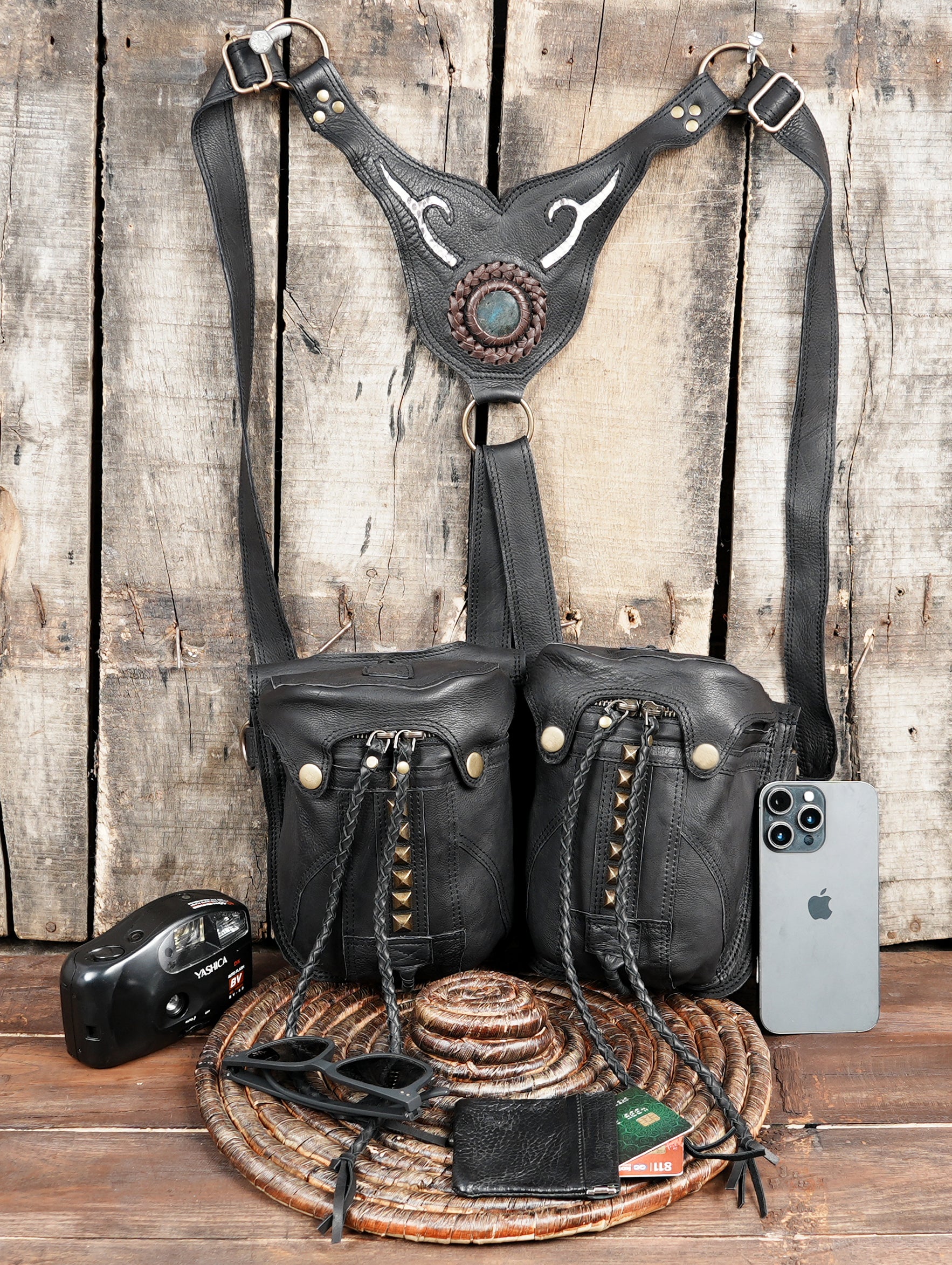 Buy Leather Holster Bag, Phone Holster Vest, Chest Holsters, Festival Harness Bag Online in USA
