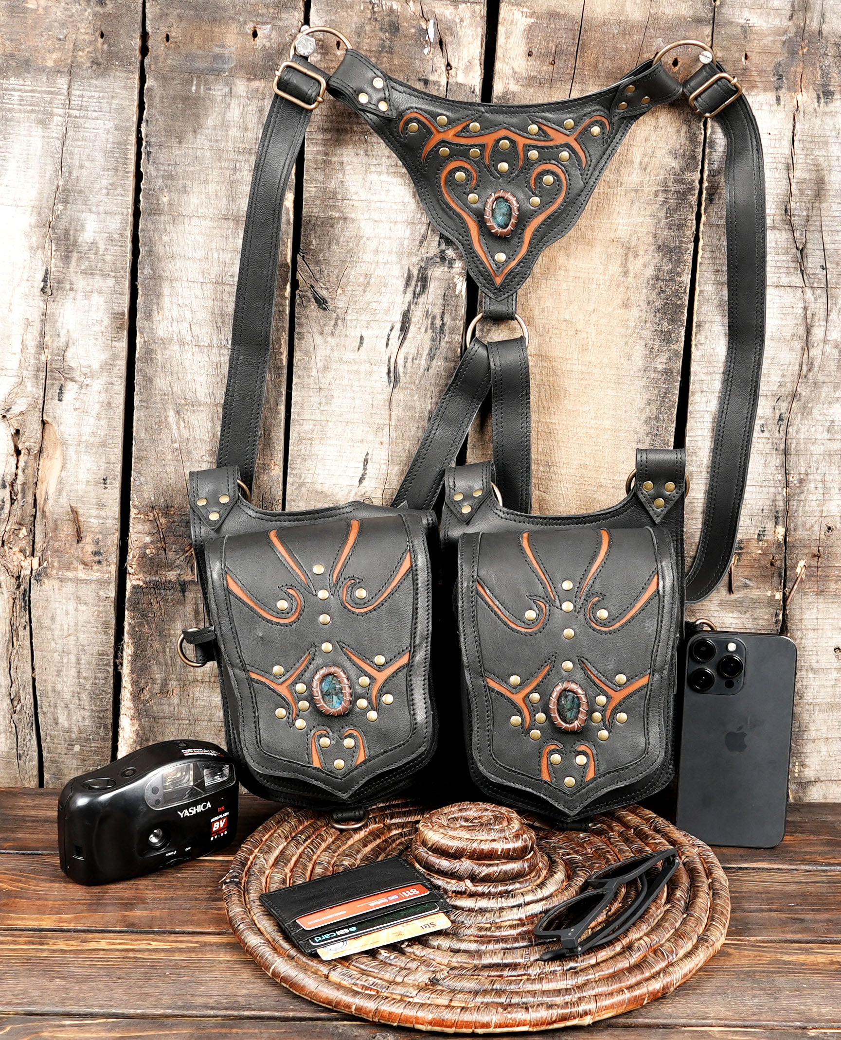 Handcrafted Leather Holster || Adjustable Leather Holster || Leather Holster Bag || Festival Holster for Unisex