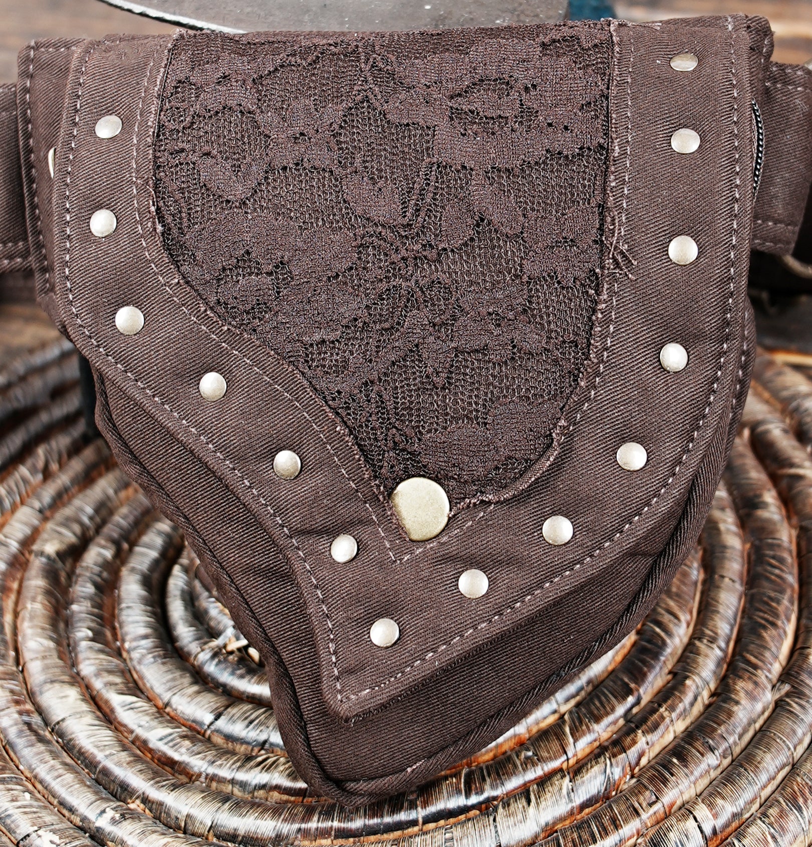 Boho festival lace hip bag with rustic design