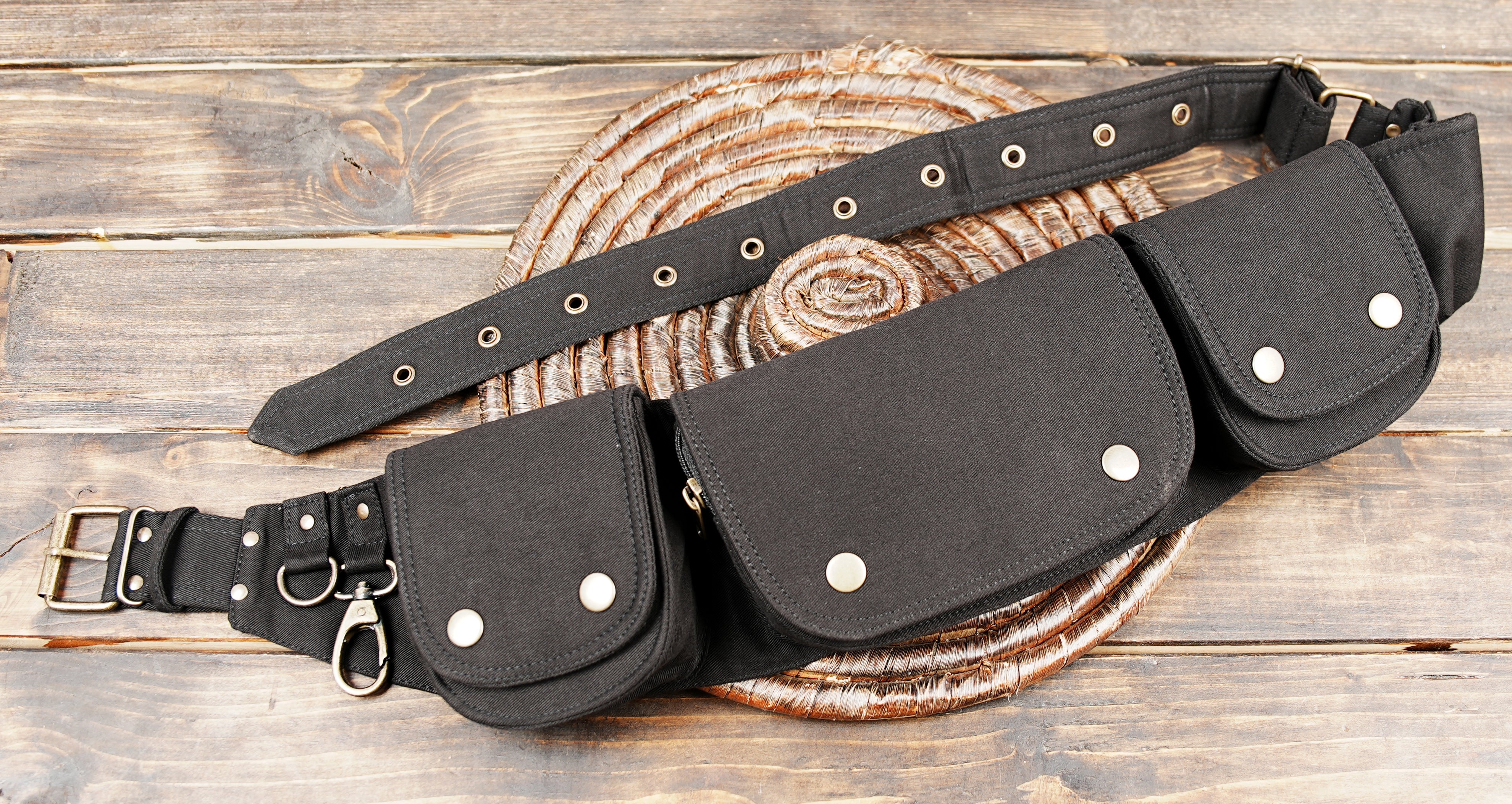 Black Cotton Hip Pouch Belt for Everyday Carry