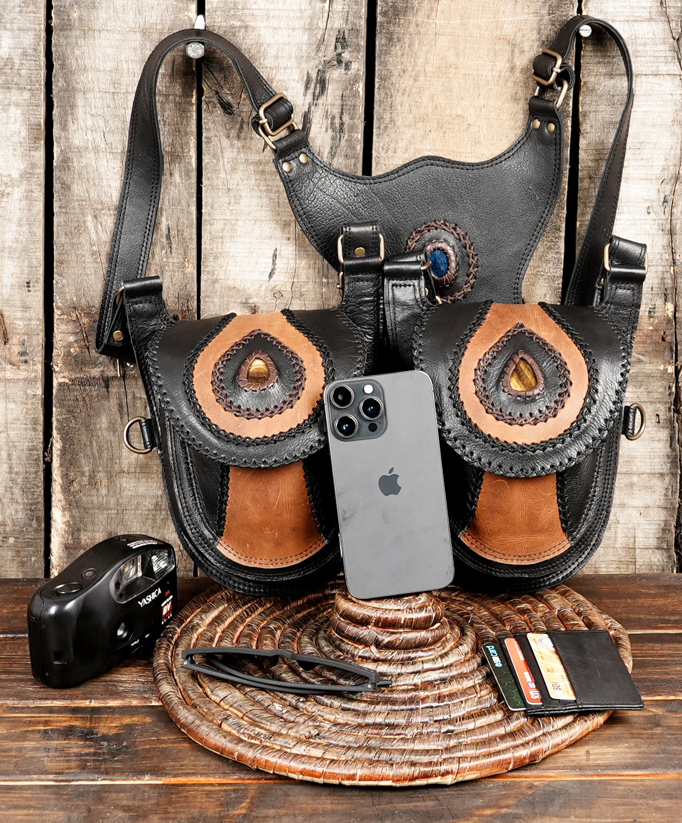 Adjustable leather utility holster with secure buckles