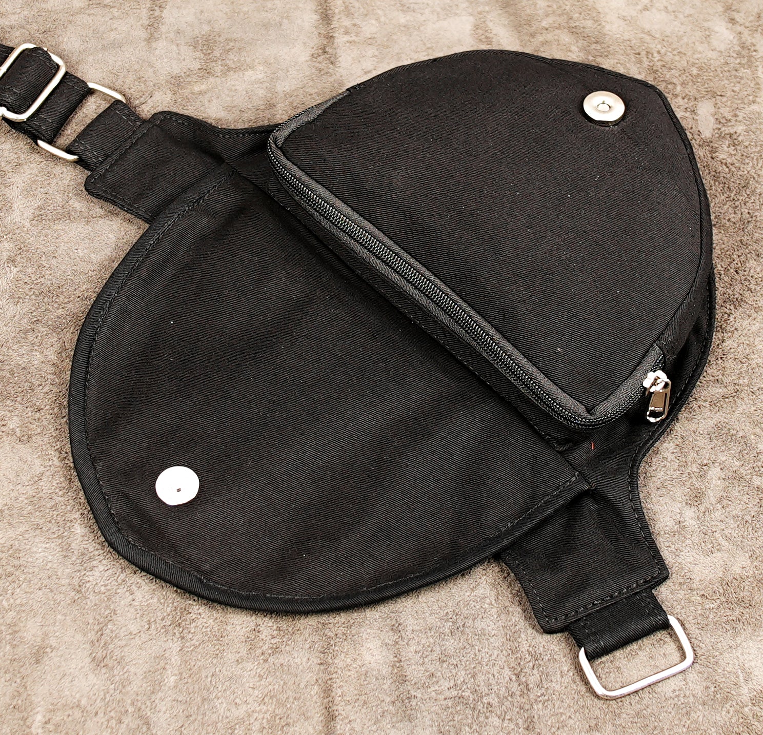 Black cotton belt pouch with adjustable strap