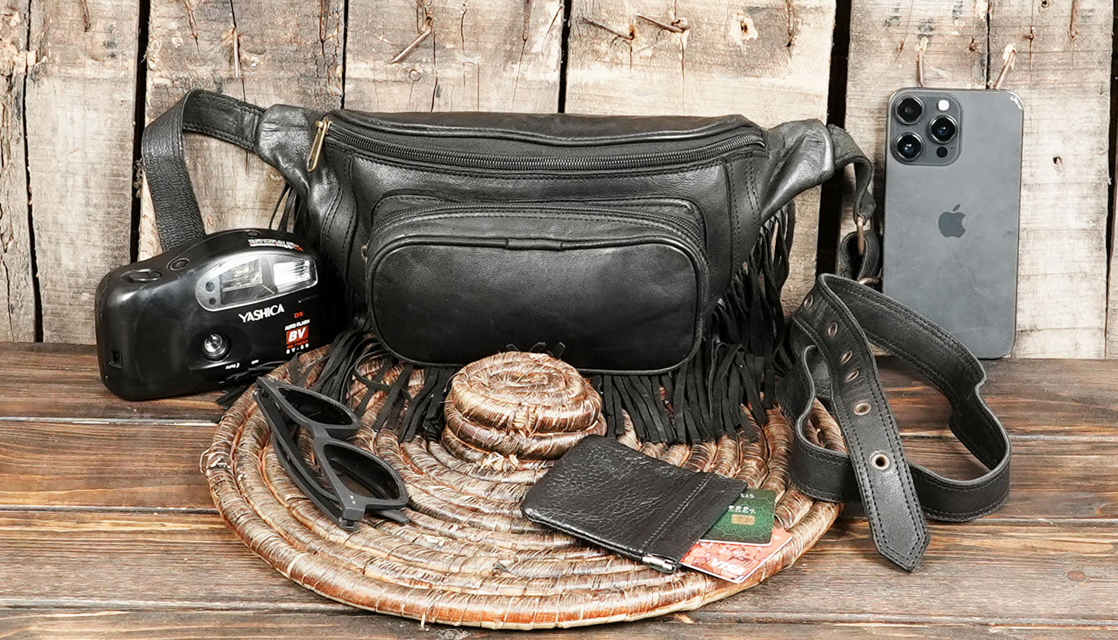 Fringe leather belt bag for festivals, concerts, and everyday wear