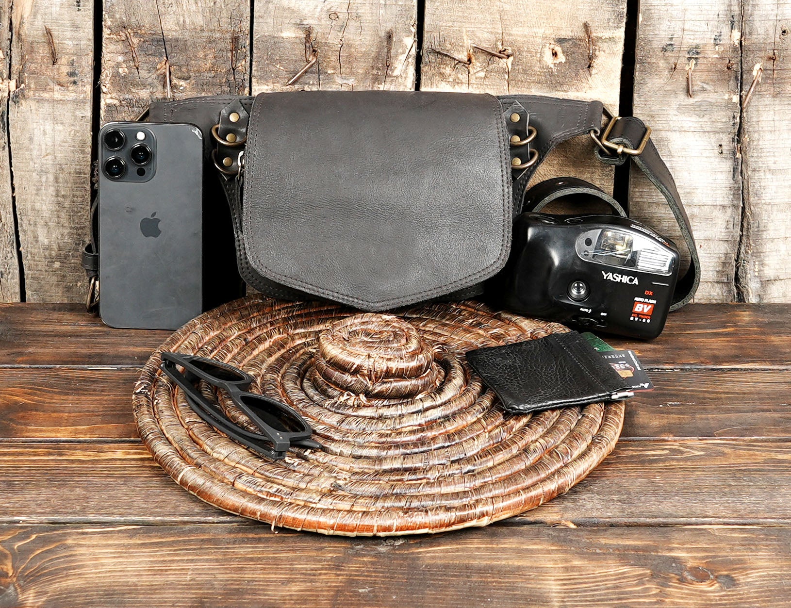 Artisan handmade leather waist bag for festivals