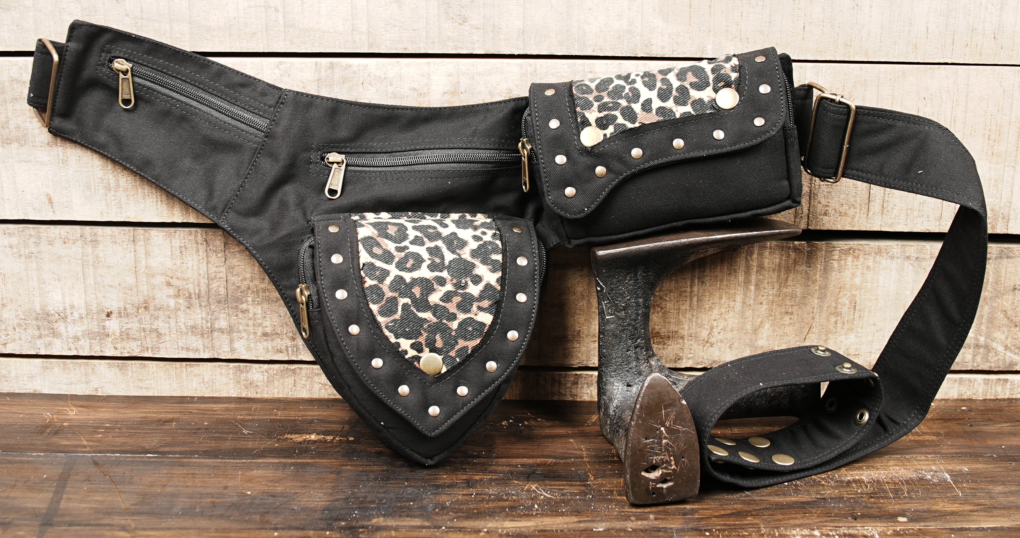 Black utility belt bag for festivals and travel