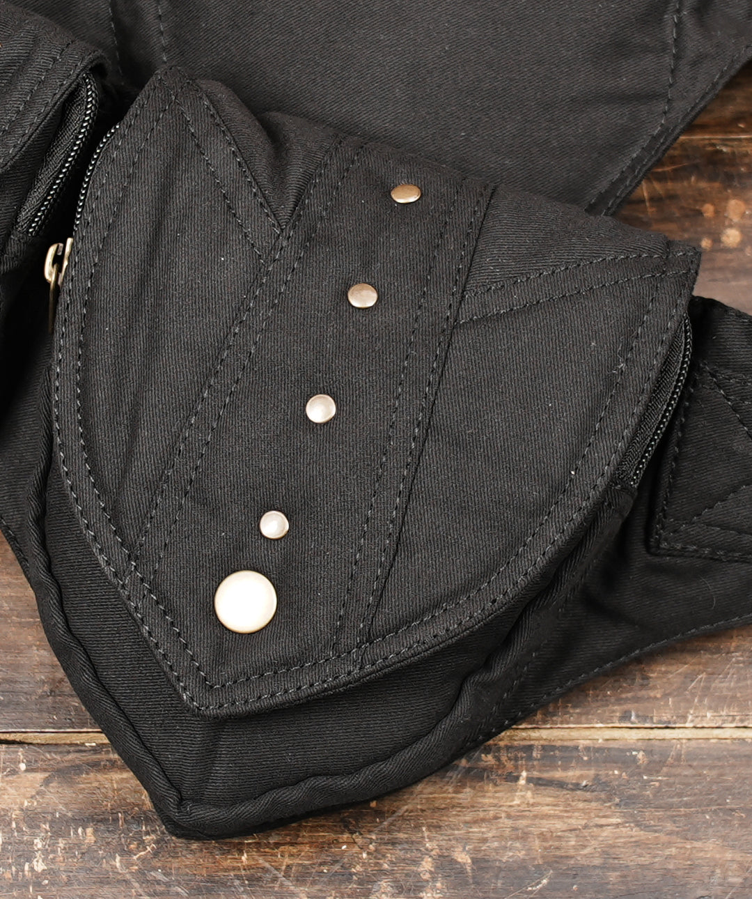 Black festival waist belt with zipper compartments