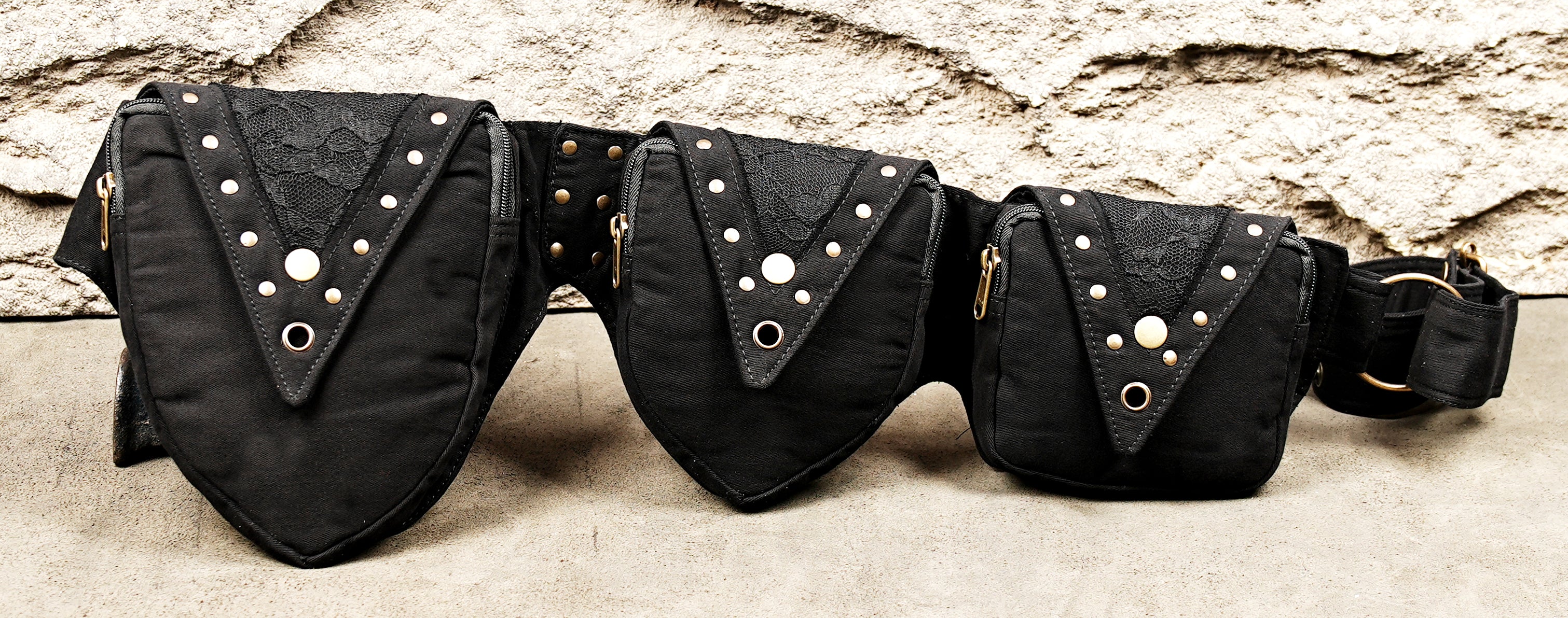 Black cotton hip pouch belt for outdoor adventures