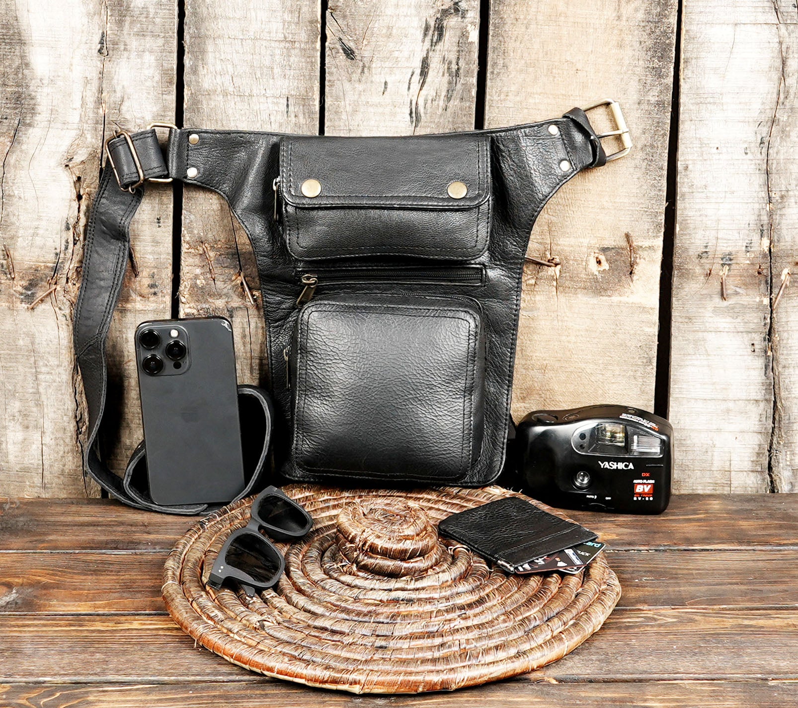 Two secure zipper pouches with snap button flap