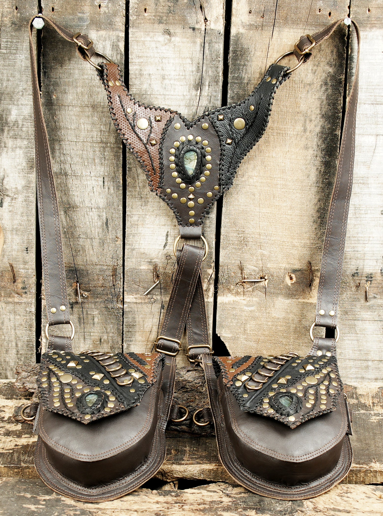 Adjustable leather harness holster for cosplay and outdoor wear