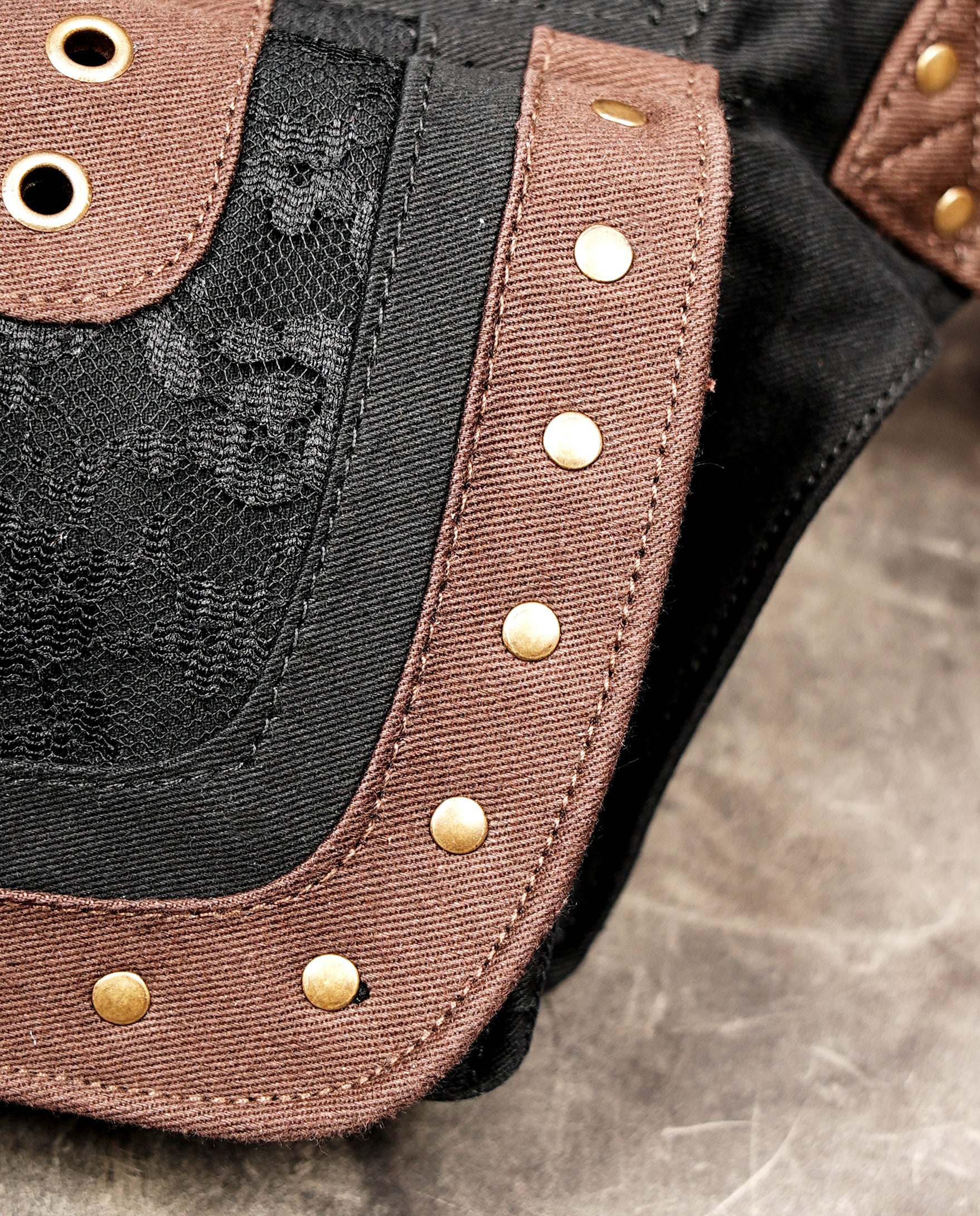 Handmade cotton waist pouch with antique brass buckles