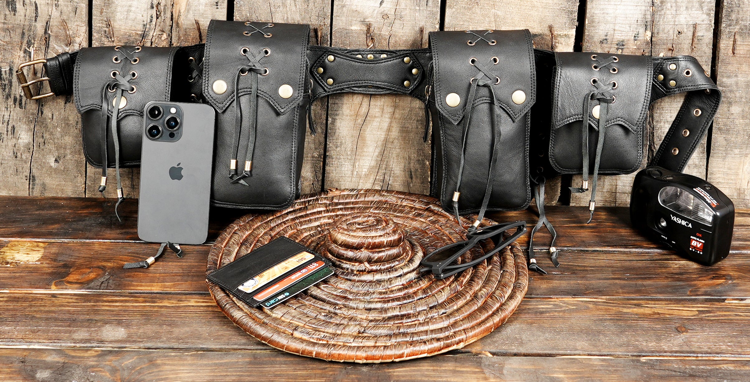 Unisex festival utility belt with lace-up front