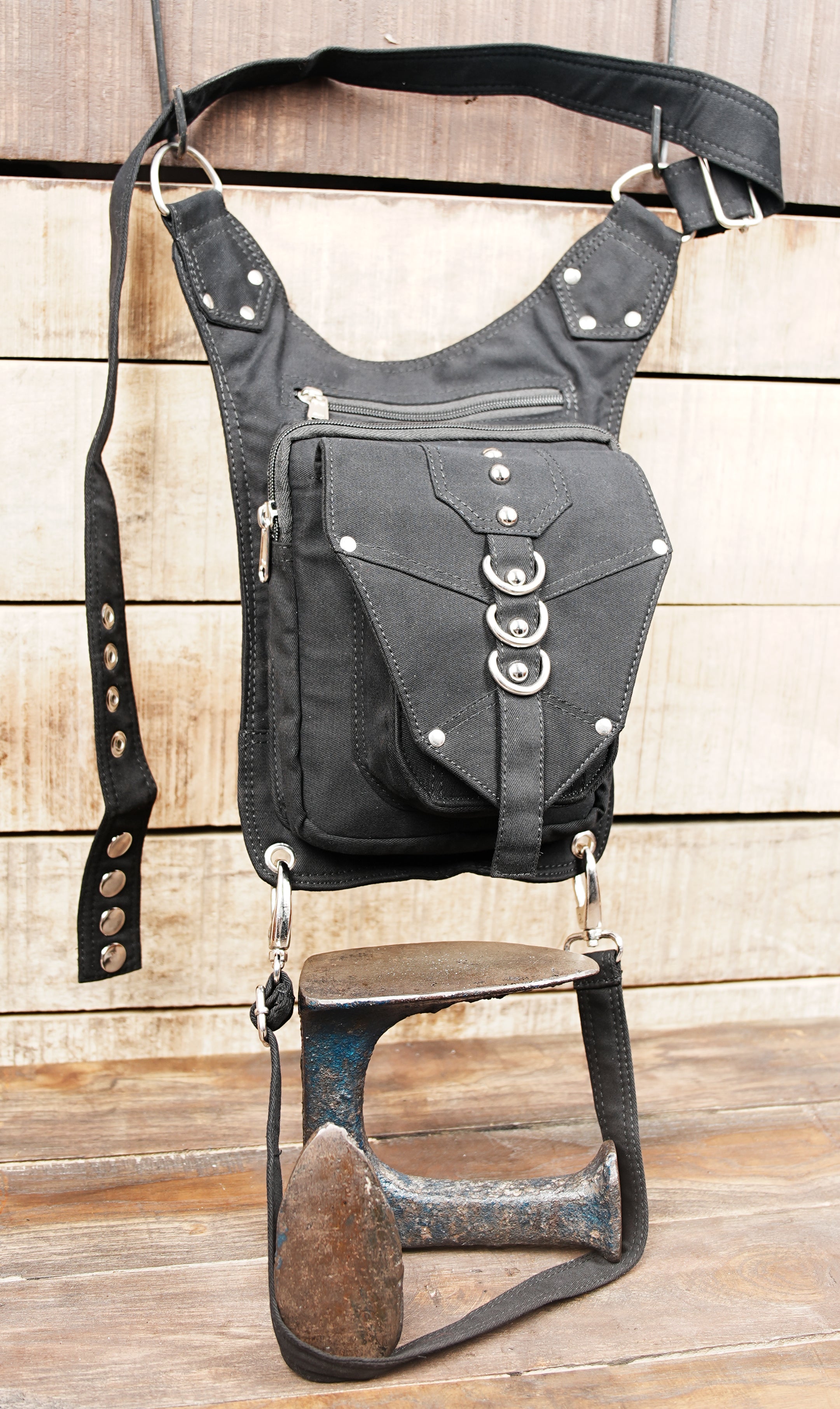 Leather Alternative Thigh Pouch | Unisex Goth Waist Pack Drop Leg
