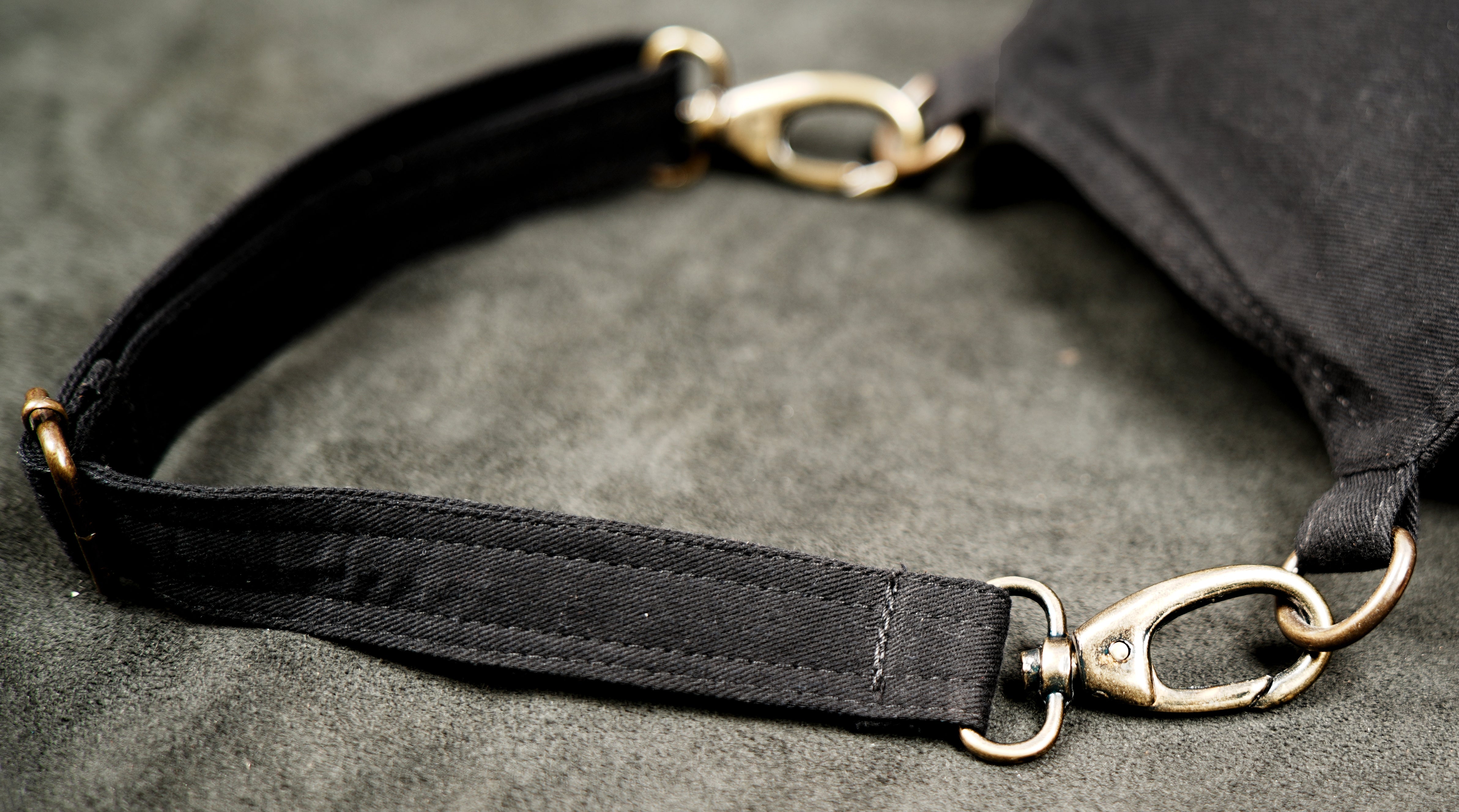 Steampunk style black cotton leg holster bag with zippered front pocket